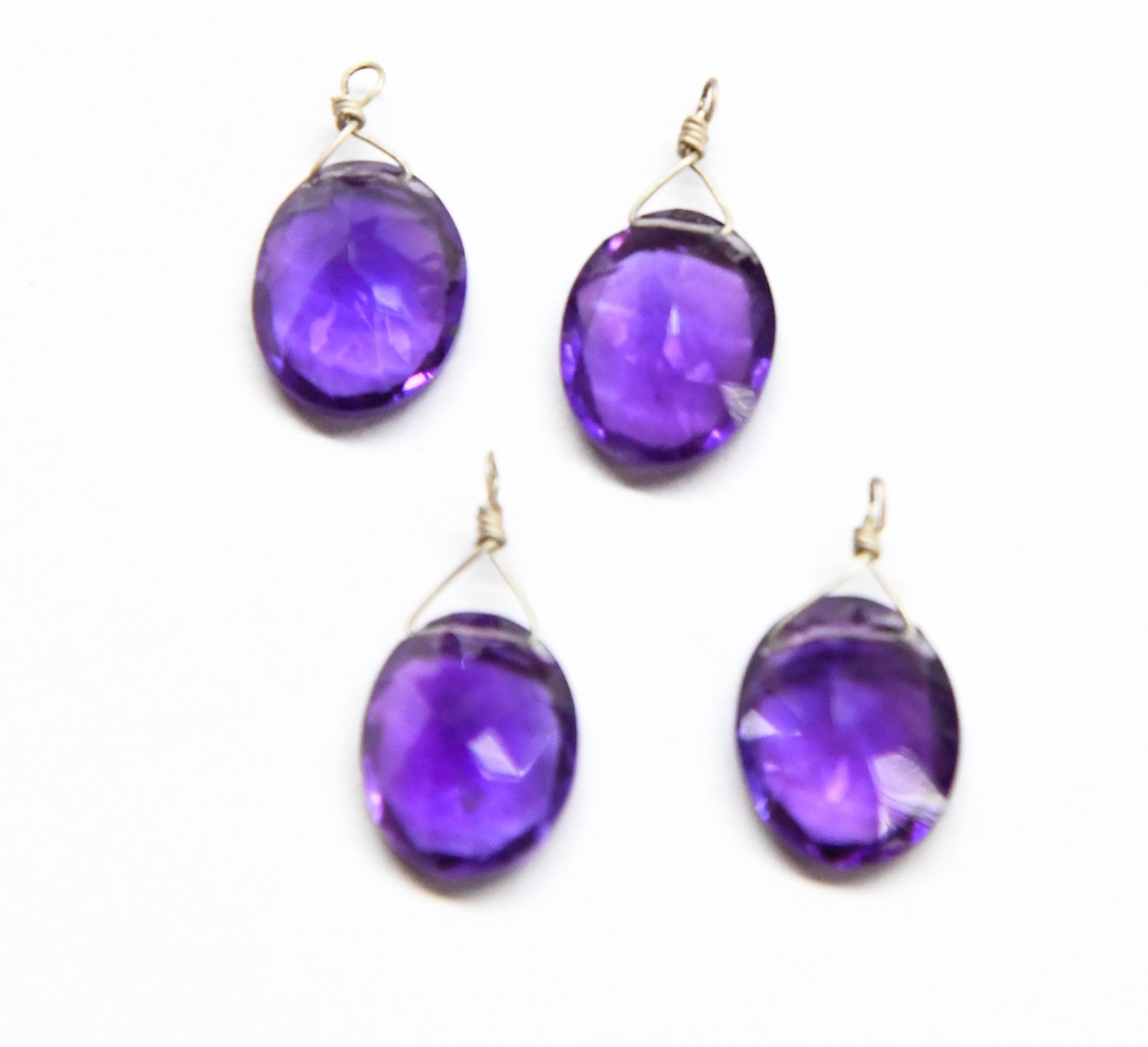 NATURAL AMETHYST BEADS FACETED OVAL 8.5X11 - 9X11 MM - 4 PCS (1 of 2)