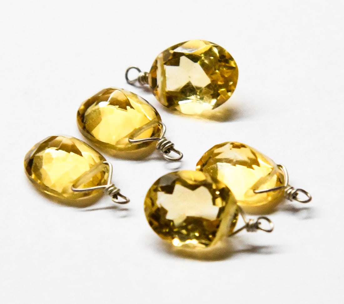 NATURAL CITRINE BEADS FACETED OVAL 8X10 MM 5 PCS (1 of 2)