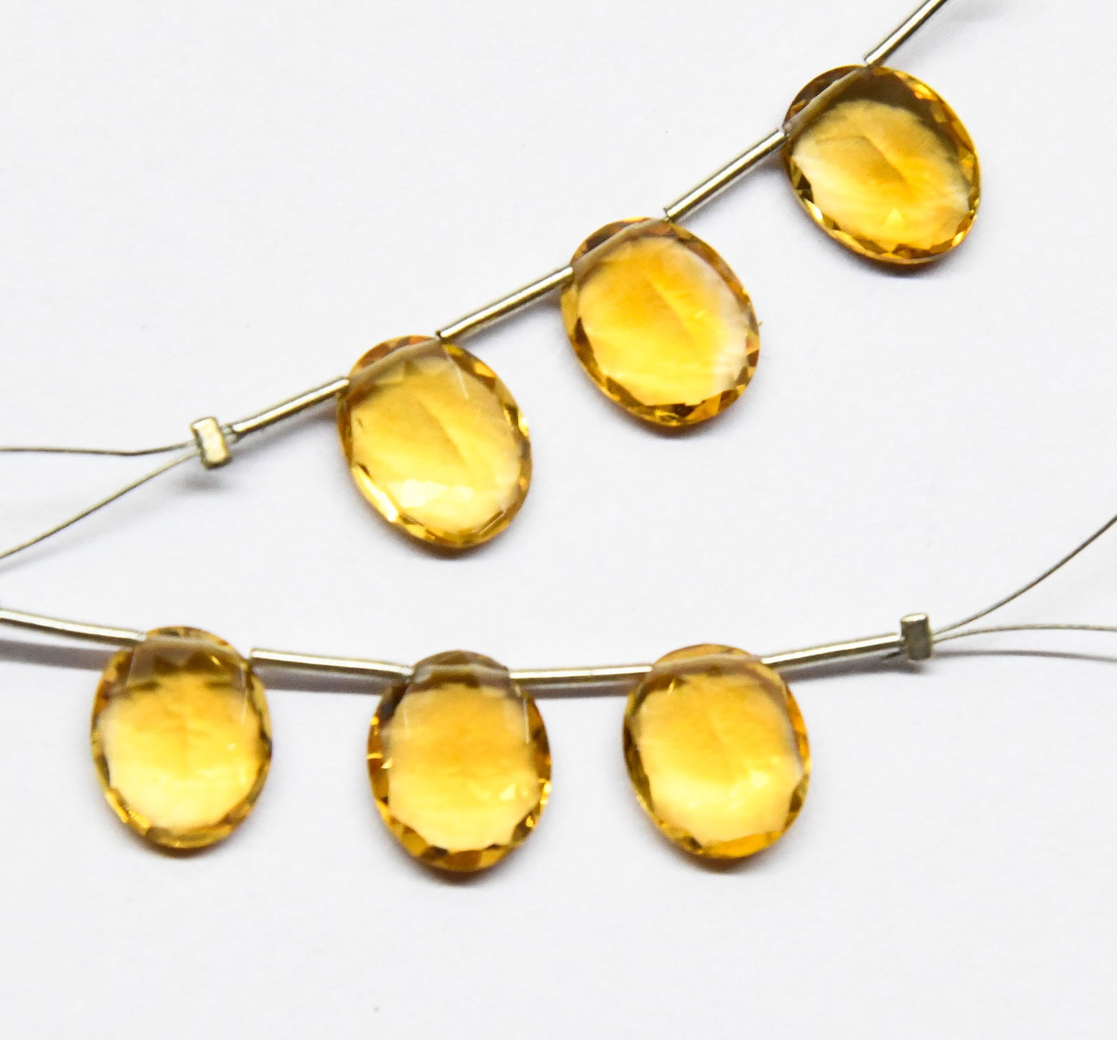 NATURAL CITRINE BEADS FACETED OVAL 8X10 - 8X11 MM 3 PCS (1 of 2)