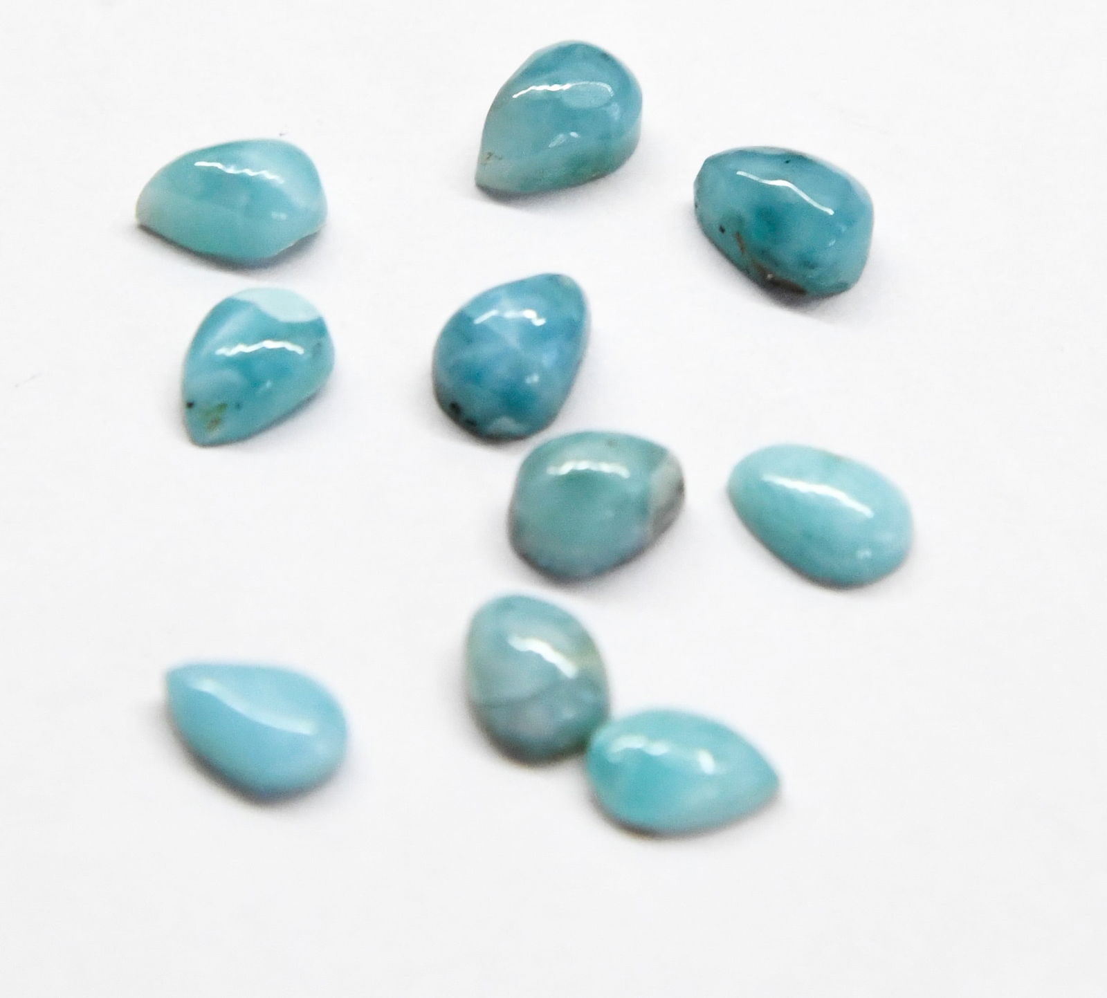 NATURAL LARIMAR BEADS FLATBACK PEAR 5X7 MM, 10 PCS (1 of 1)
