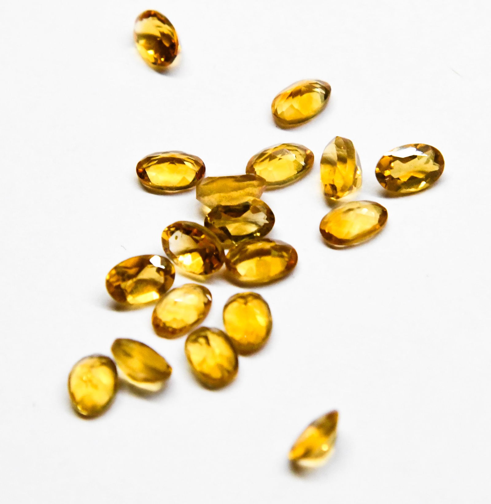 NATURAL CITRINE BEADS FACETED OVAL CABOCHON 4X6 MM, 18 PCS: These are natural, earth mined and hand crafted with precision. Stone: Citrine, Shape: Faceted oval cabochon, Size: 4x6 mm, Width: 2 - 4 mm, Weight: approx. 7.80 carats. The photographs are enlarged t