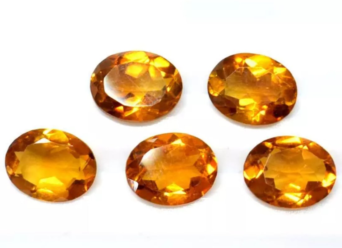 NATURAL FINE CITRINE FACETED CUTSTONE OVAL 7X9 MM 5 PCS LOOSE GEMSTONE (1 of 2)