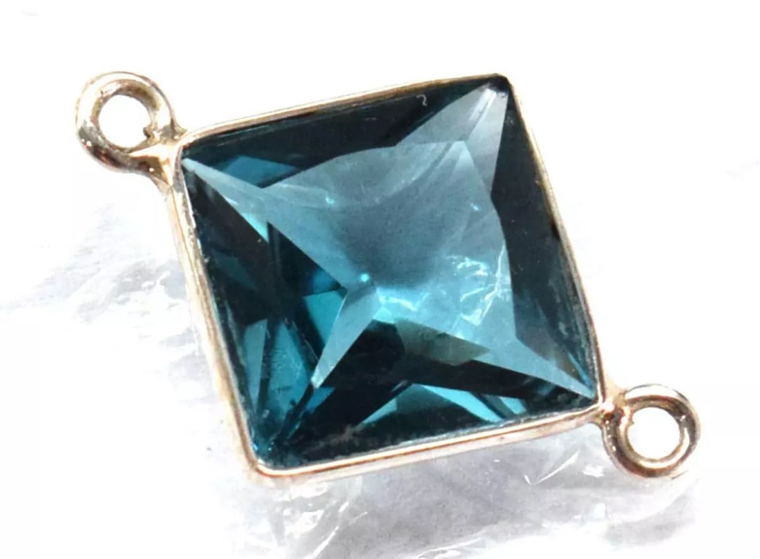 SOLID 925 STERLING SILVER - NATURAL BLUE TOPAZ FACETED SQUARE 13 MM 1 PC: These are natural, earth mined and hand crafted with precision. Stone: London Blue Topaz, Shape: Faceted Square, Size: 13 mm, Width - 5 mm, Weight: approx. 5.50 carats. The photographs are enlarged to