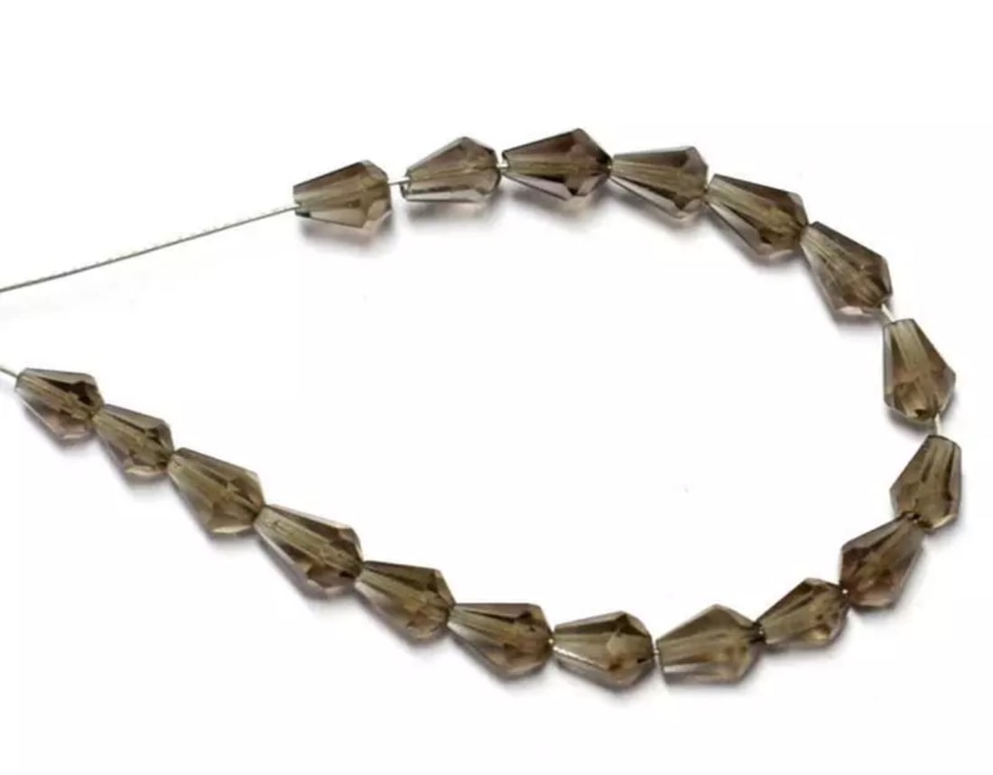 NATURAL SMOKY QUARTZ BEADS FACETED FANCY BRIOLETTE (2 TASSELS) (1 of 2)