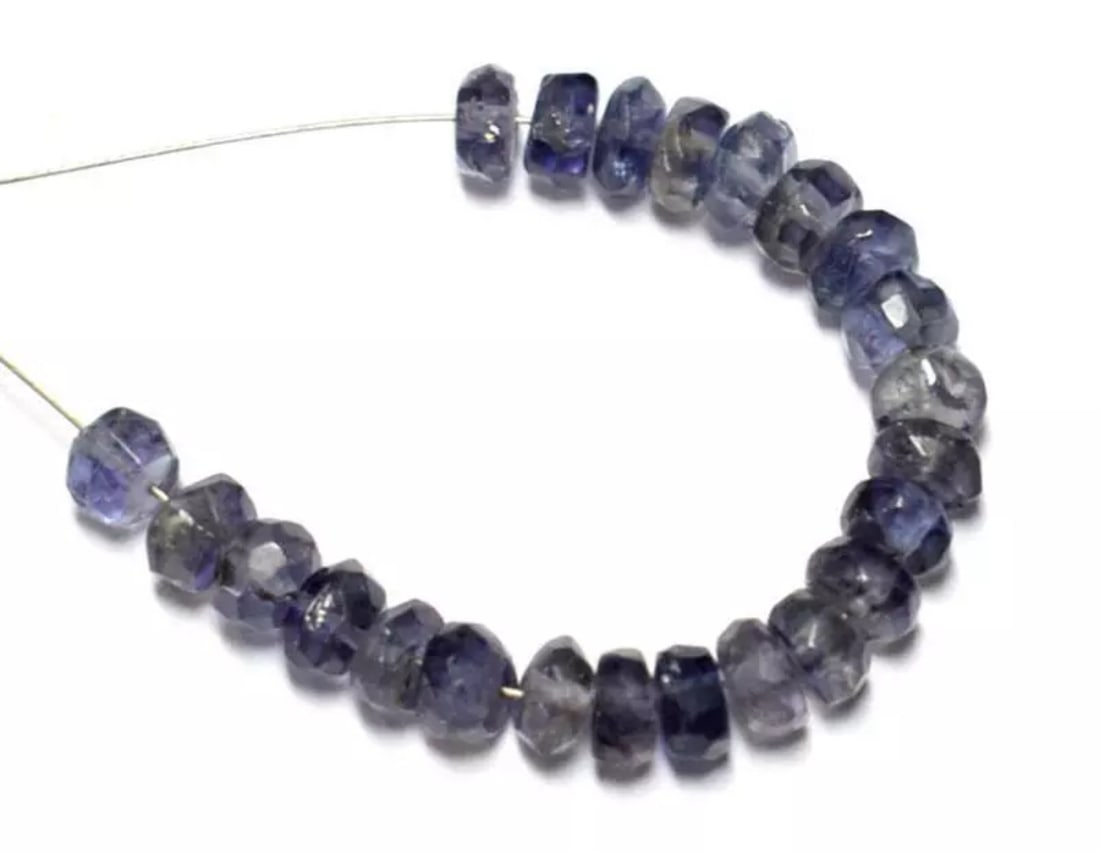 NATURAL IOLITE BEADS FACETED RONDELLE 4 - 4.5 MM 23 PCS (1 of 2)