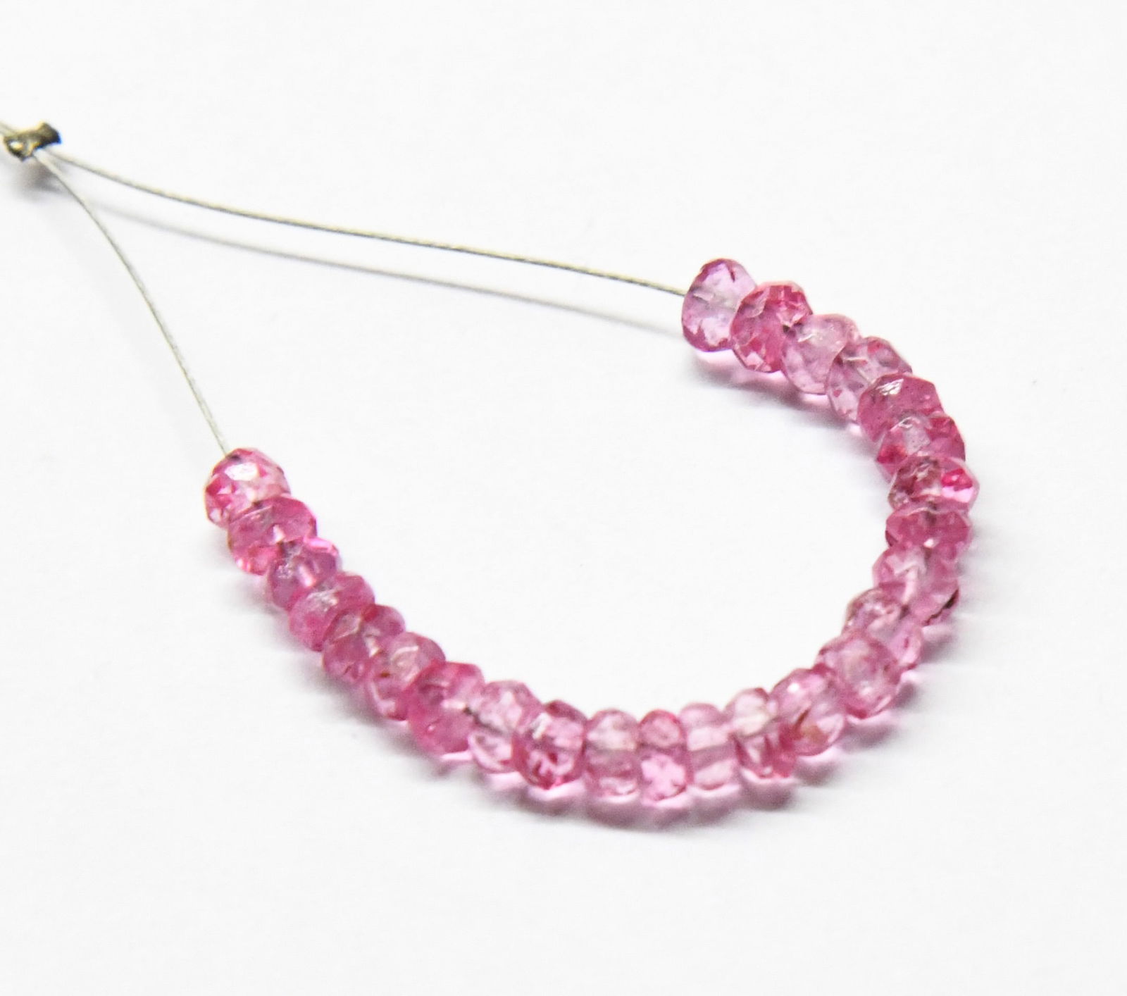 PINK TOPAZ (COATED) BEADS FACETED RONDELLE 3.5 MM 25 PCS (3 TASSELS) (1 of 2)