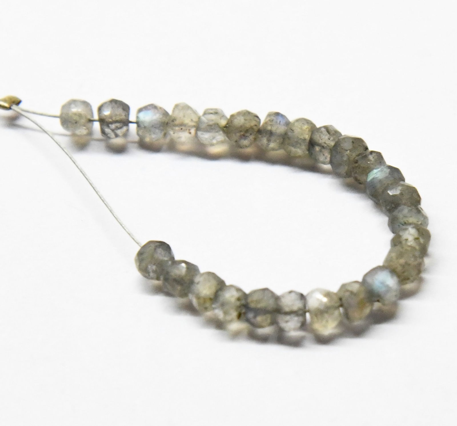 NATURAL LABRADORITE BEADS FACETED RONDELLE 3.5 MM 25 PCS (3 TASSELS) (1 of 2)