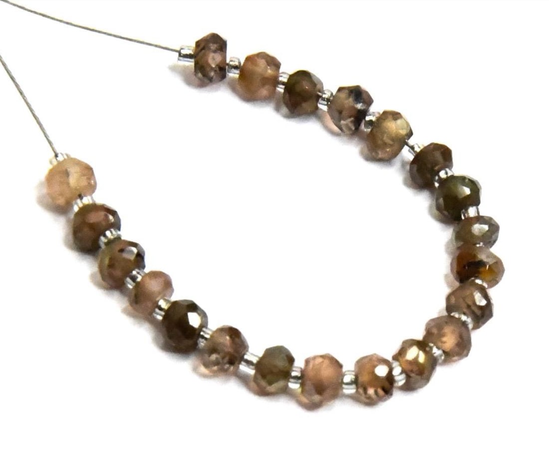 NATURAL ANDALUSITE BEADS FACETED RONDELLE 3.5 - 4 MM 21 PCS (2 TASSELS) (1 of 2)