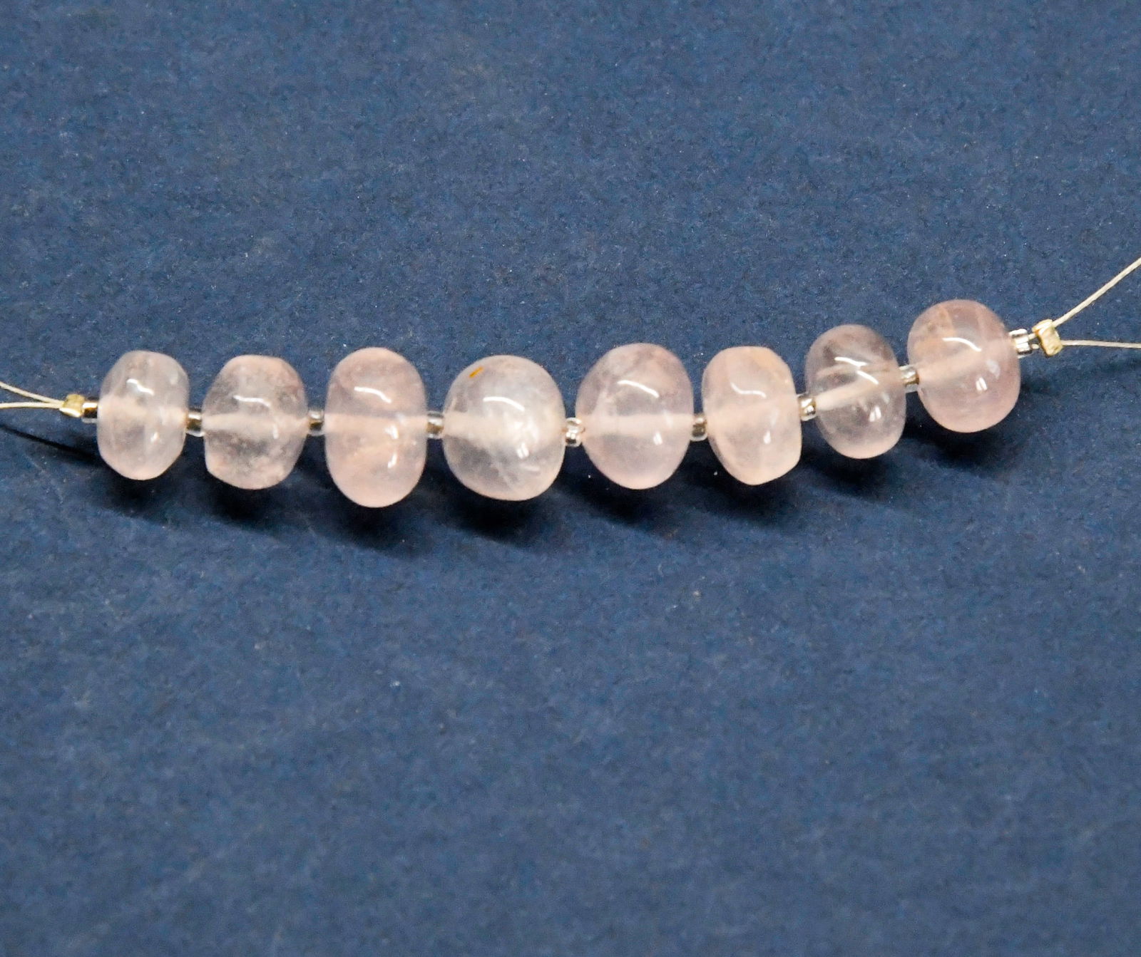 NATURAL ROSE QUARTZ BEADS RONDELLE 8 - 9 MM 7 PCS (3 TASSELS) (1 of 2)