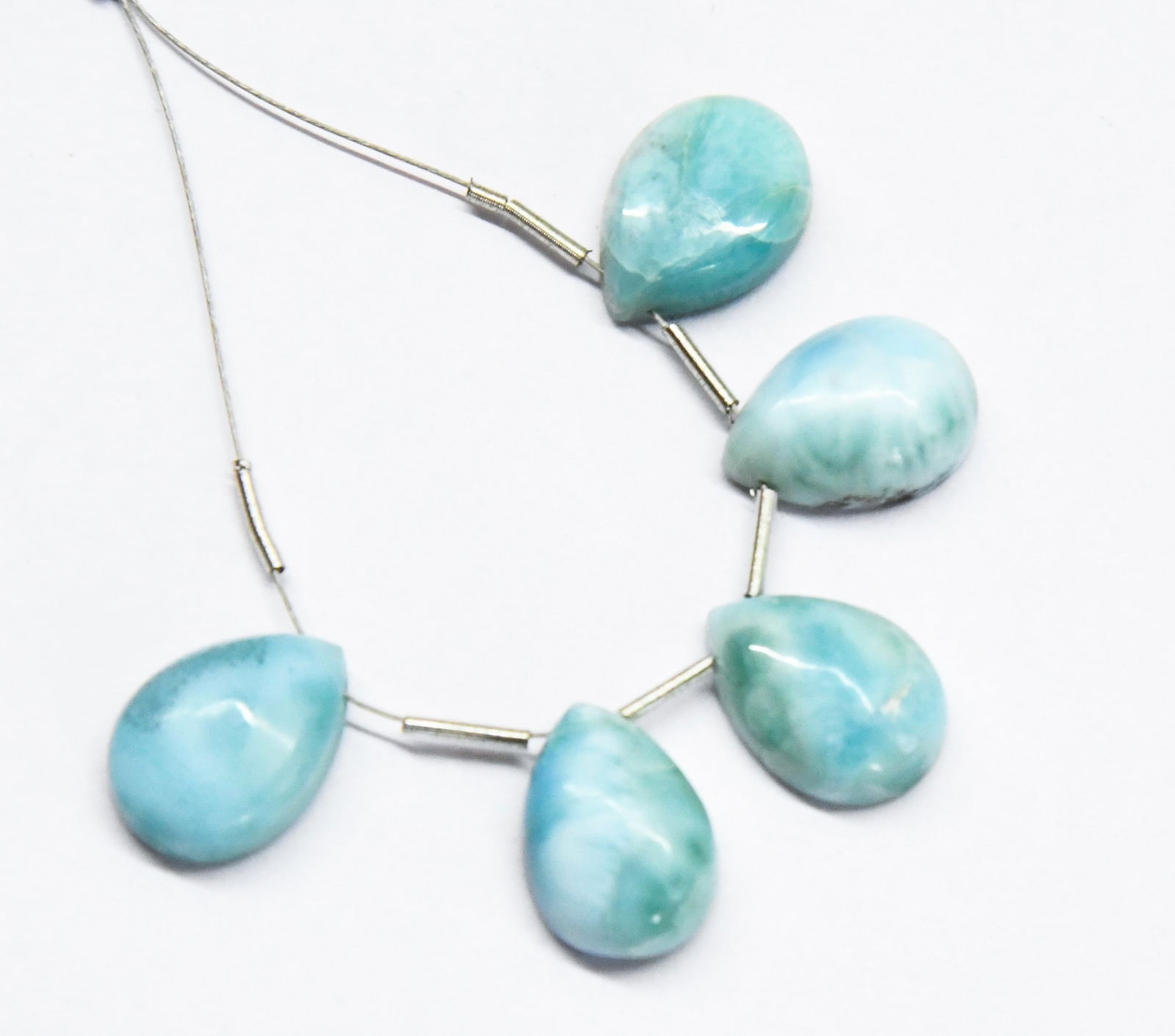 NATURAL LARIMAR BEADS FLATBACK PEAR 10X14 MM 5 PCS (1 of 1)