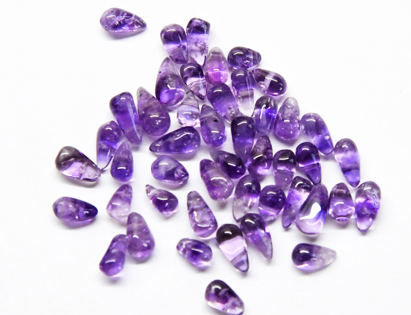 (50 PIECES) NATURAL AMETHYST BEADS BRIOLETTE 3.5X6 - 4X9 MM (2 BAGS) (1 of 1)