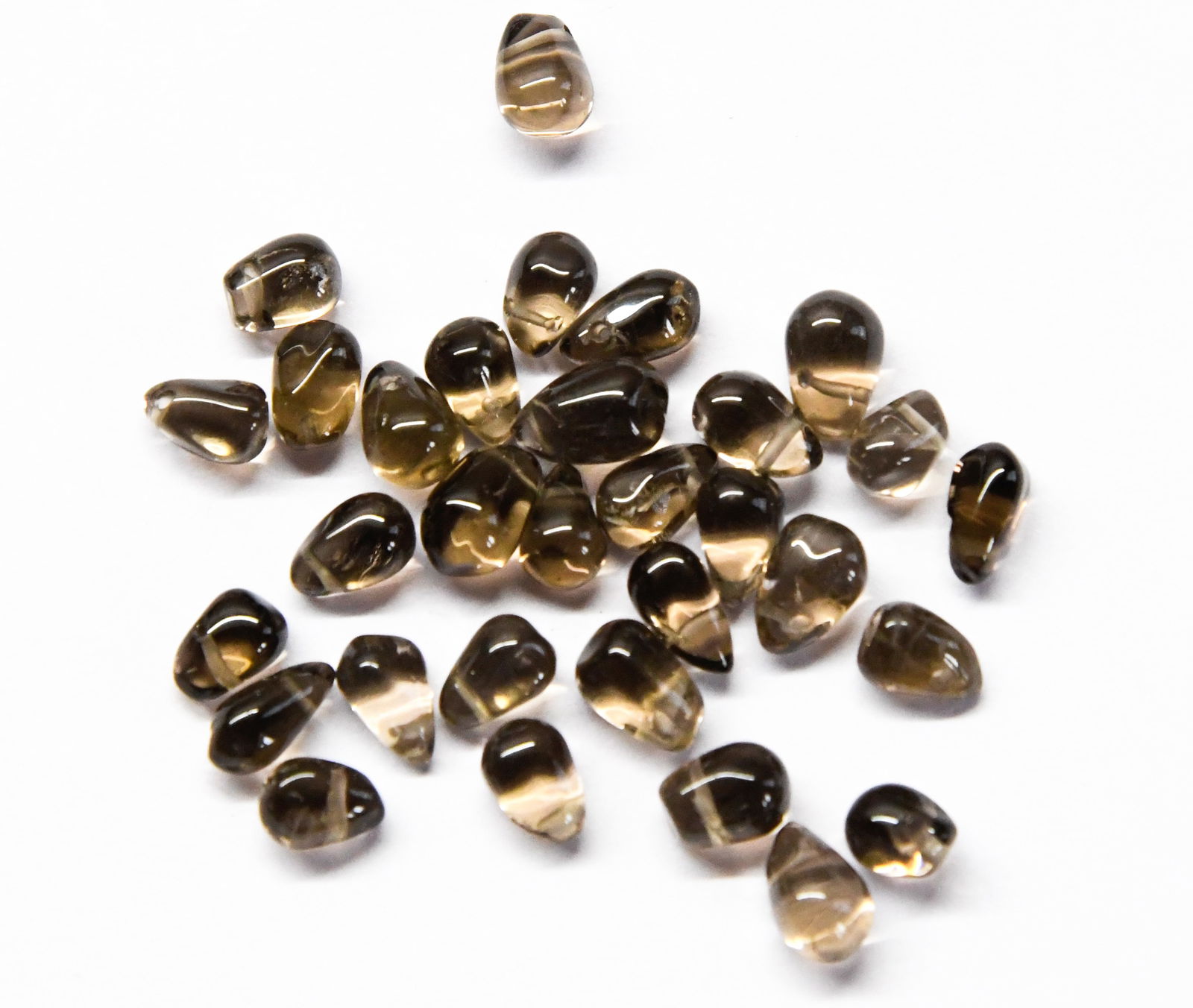 (33 PIECES) NATURAL SMOKY QUARTZ BEADS BRIOLETTE 4X6.5 - 5X8 MM (2 BAGS) (1 of 1)