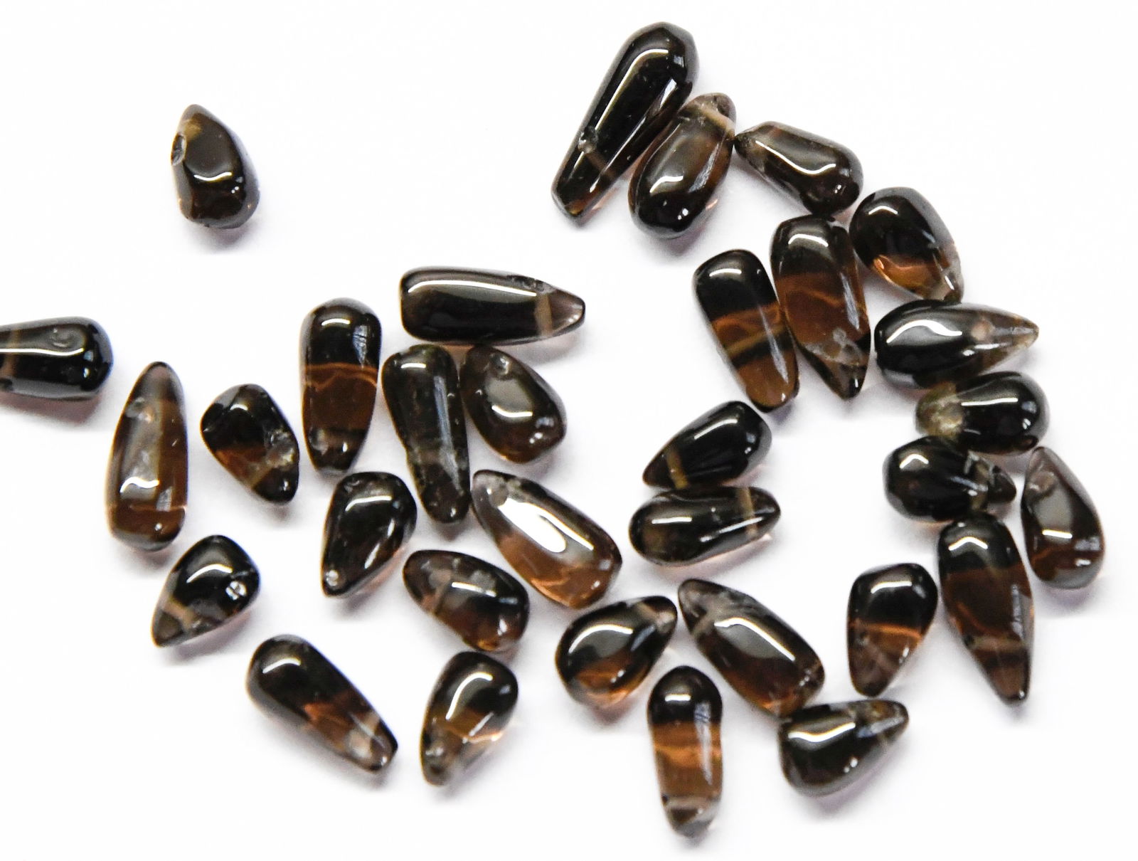 (40 PIECES) NATURAL SMOKY QUARTZ BEADS BRIOLETTE 4.5X7 - 5X11 MM (1 of 1)