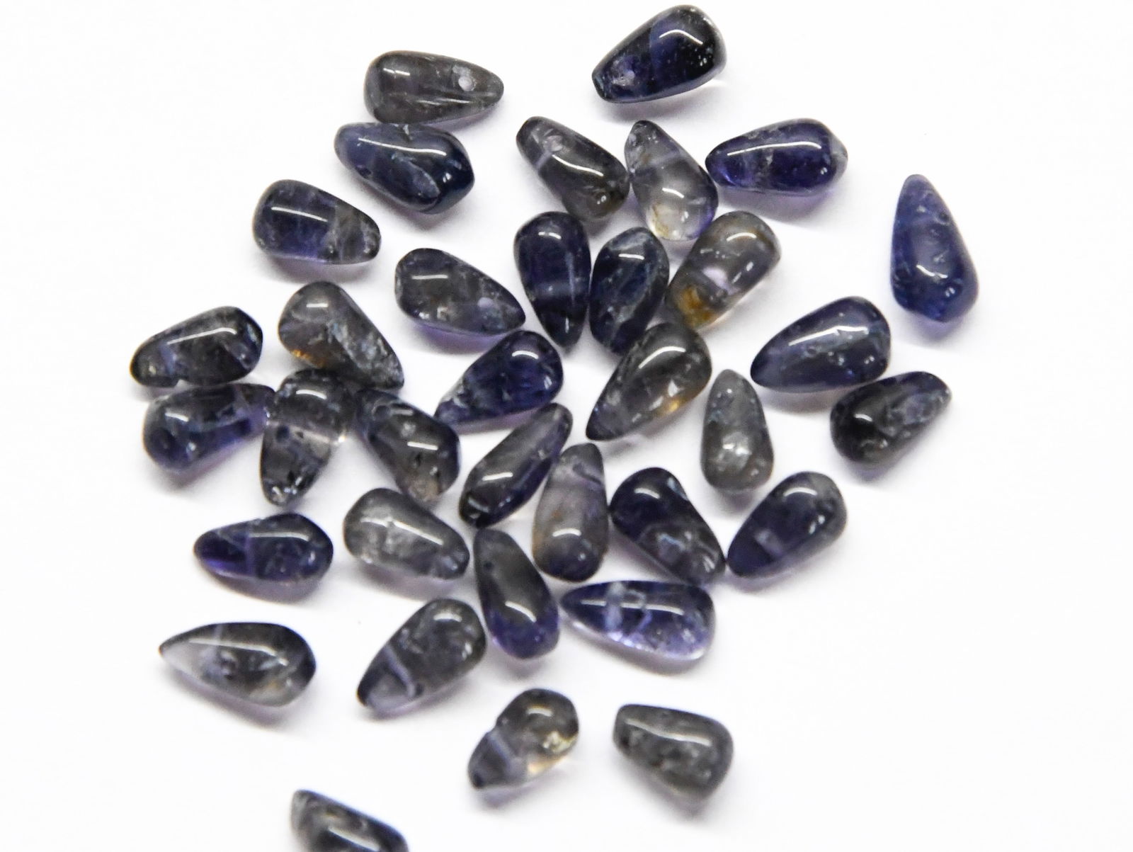 (50 PIECES) NATURAL IOLITE BEADS BRIOLETTE 4X7 - 4.5X9 MM (1 of 1)