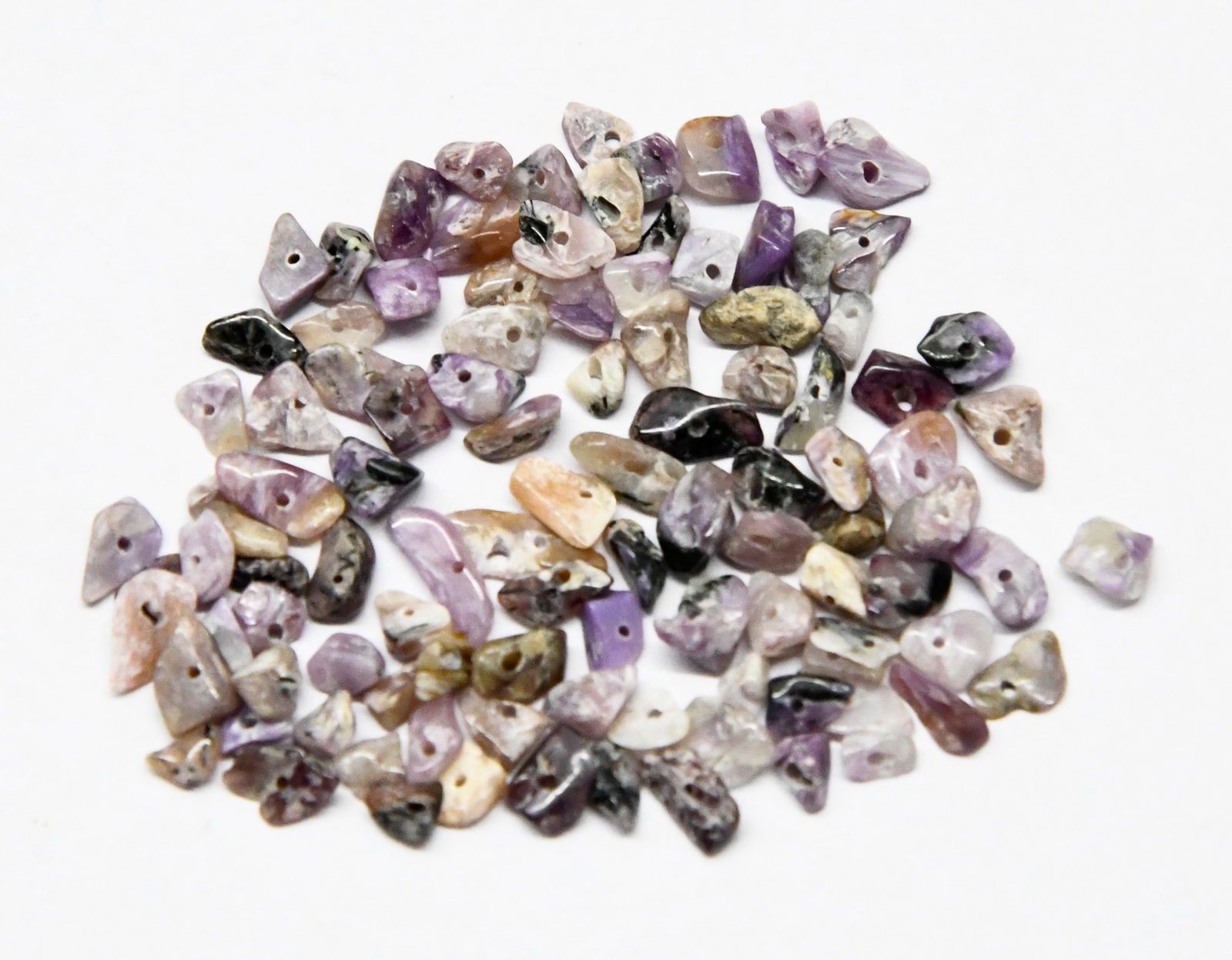 (100 PIECES) NATURAL CHAROLITE BEADS CHIPS 2.5X3 - 3.5X7 MM (3 BAGS) (1 of 1)