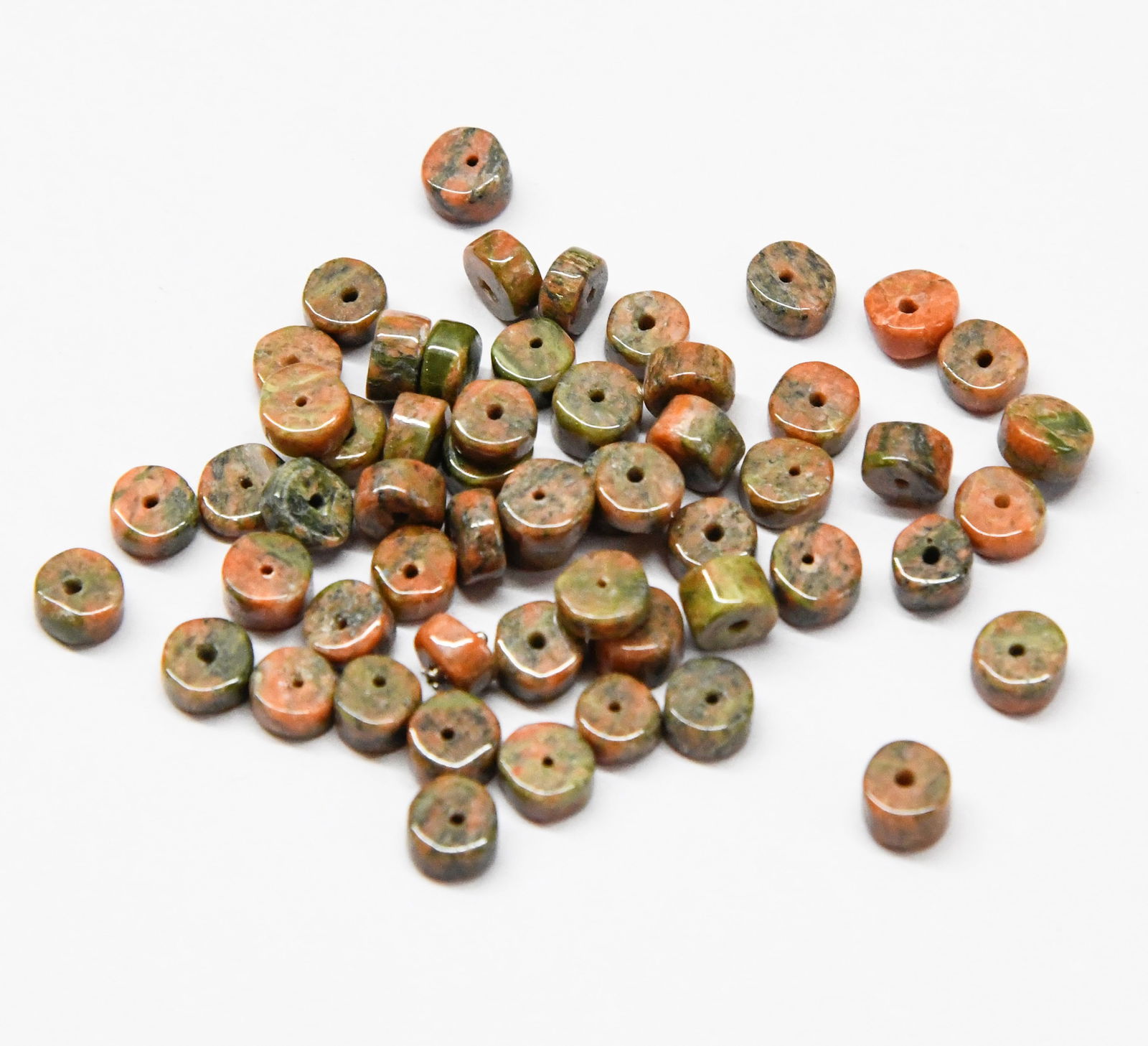 (50 PIECES) NATURAL UNAKITE JASPER BEADS TYRE 5 - 5.5 MM (1 of 1)