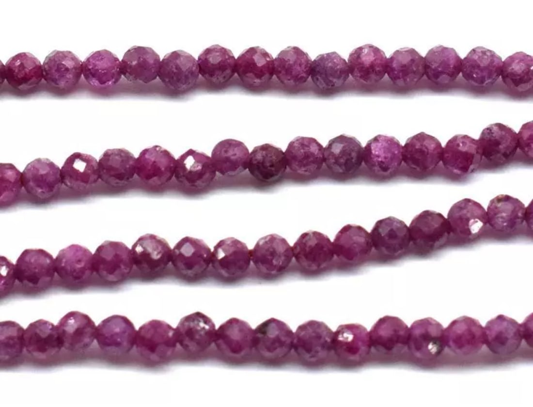 16" STRAND NATURAL RUBY BEADS FACETED ROUND 3 MM (1 of 2)