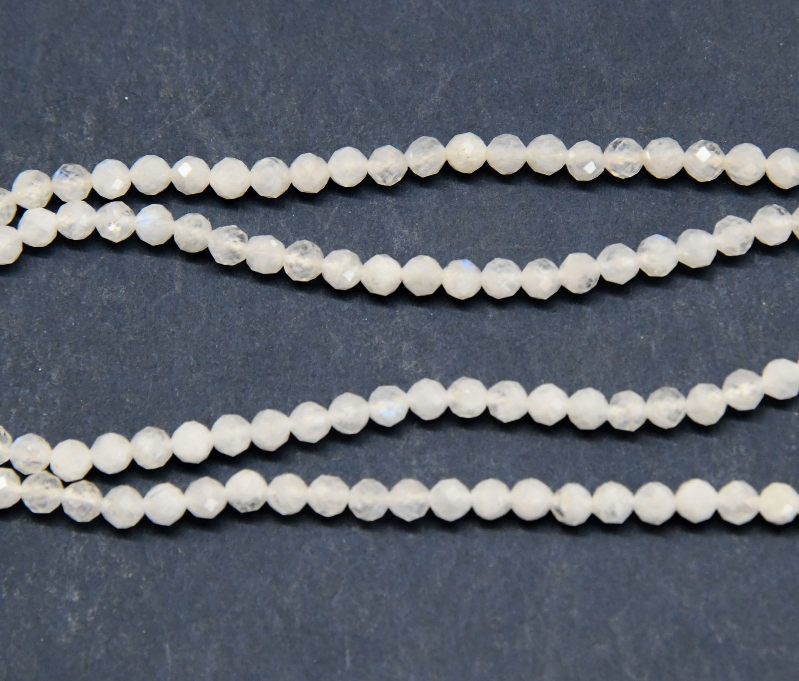 16" STRAND NATURAL RAINBOW MOONSTONE BEADS FACETED ROUND 3.5 MM (1 of 1)