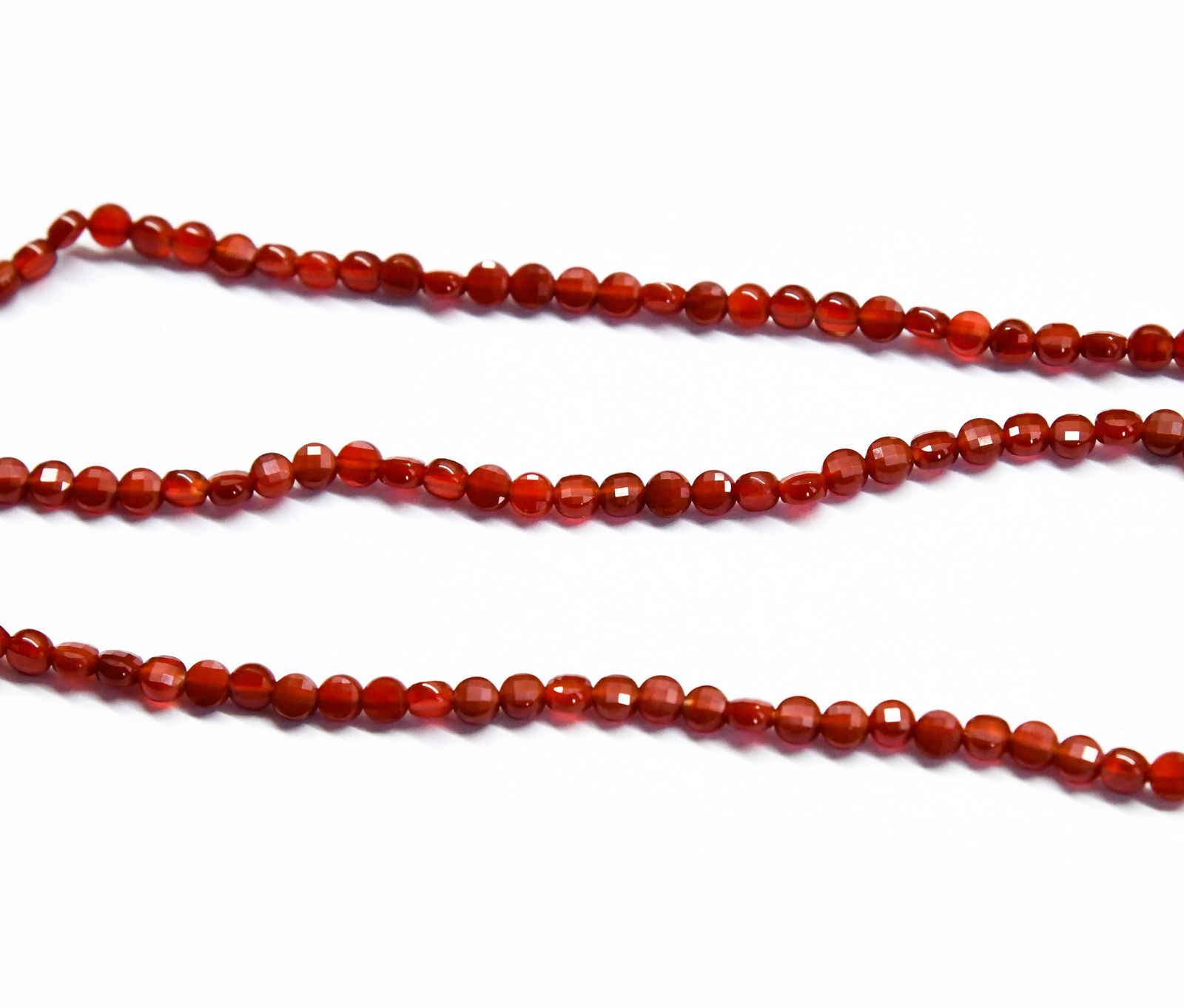 16" STRAND NATURAL CARNELIAN BEADS FACETED COIN 4 MM (1 of 1)