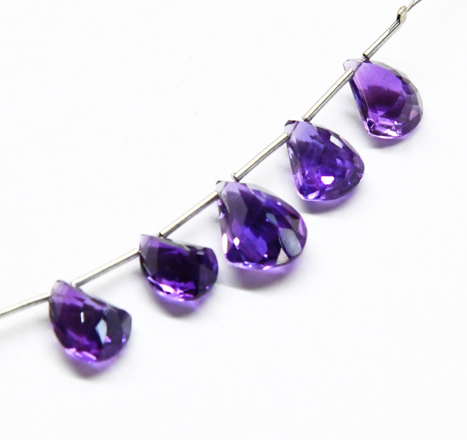 NATURAL AMETHYST BEADS FACETED FANCY 8X11 - 10X14 MM 5 PC (1 of 2)