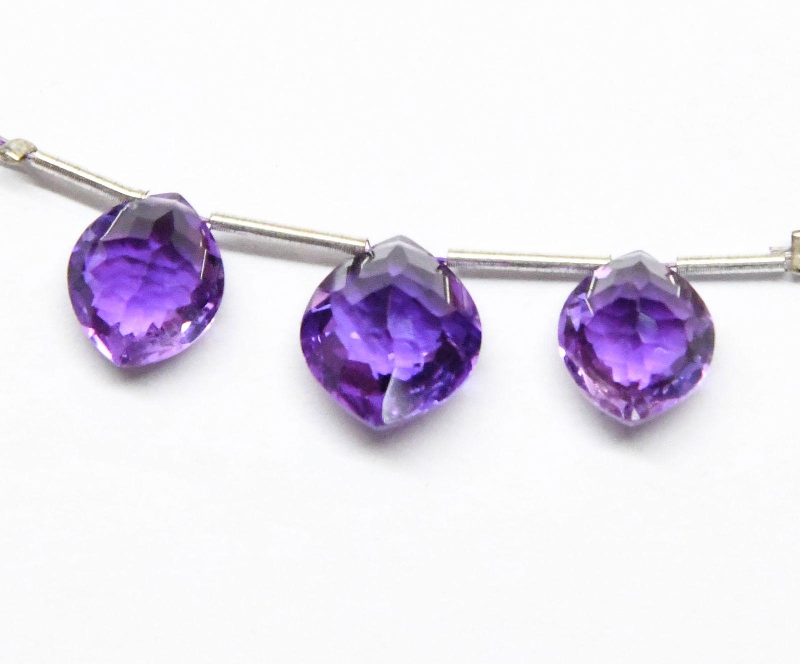 NATURAL AMETHYST BEADS FACETED FANCY 8X10 - 10X11 MM 3 PC (1 of 2)