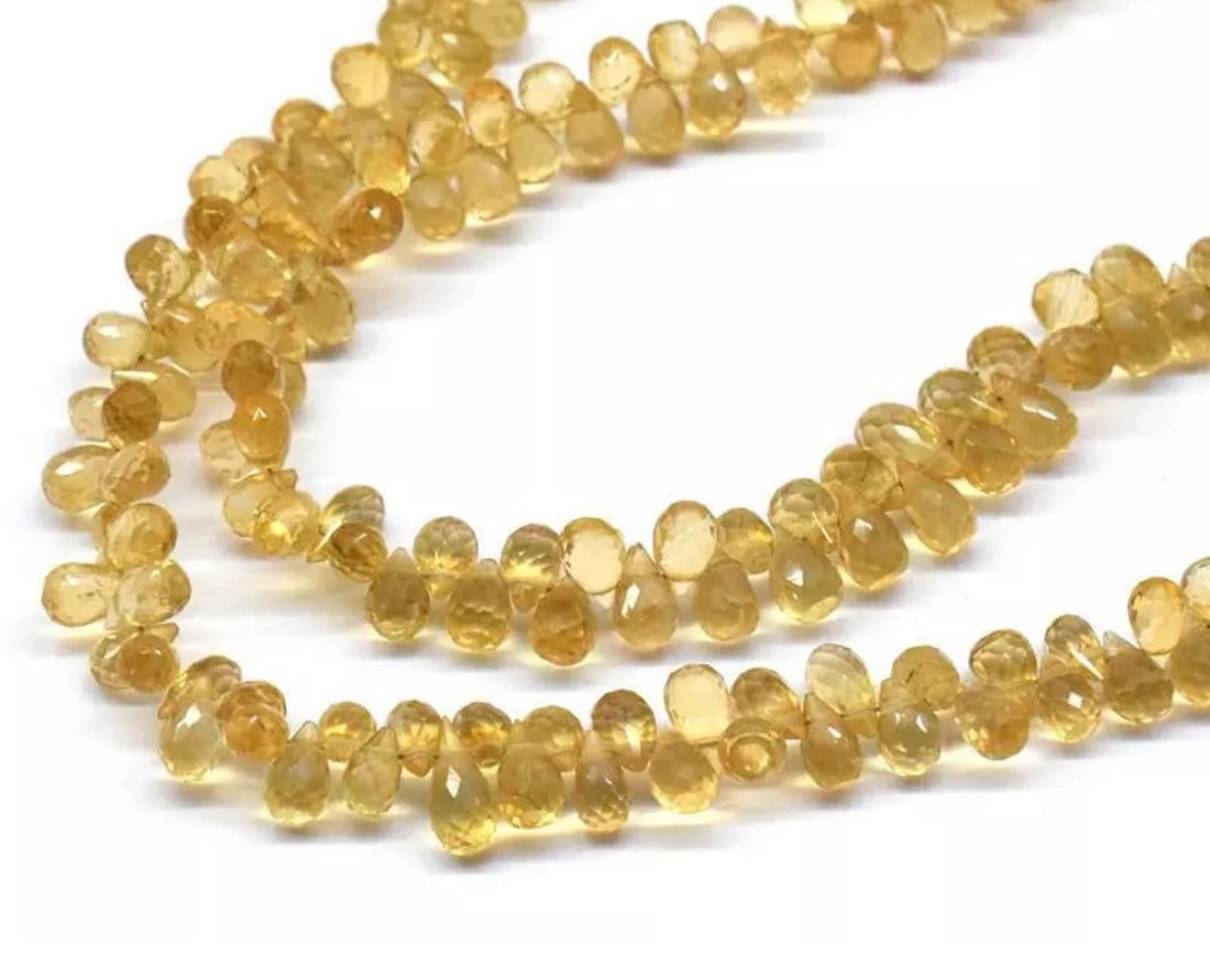 NATURAL CITRINE BEADS FACETED BRIOLETTE 10" LINE (1 of 3)