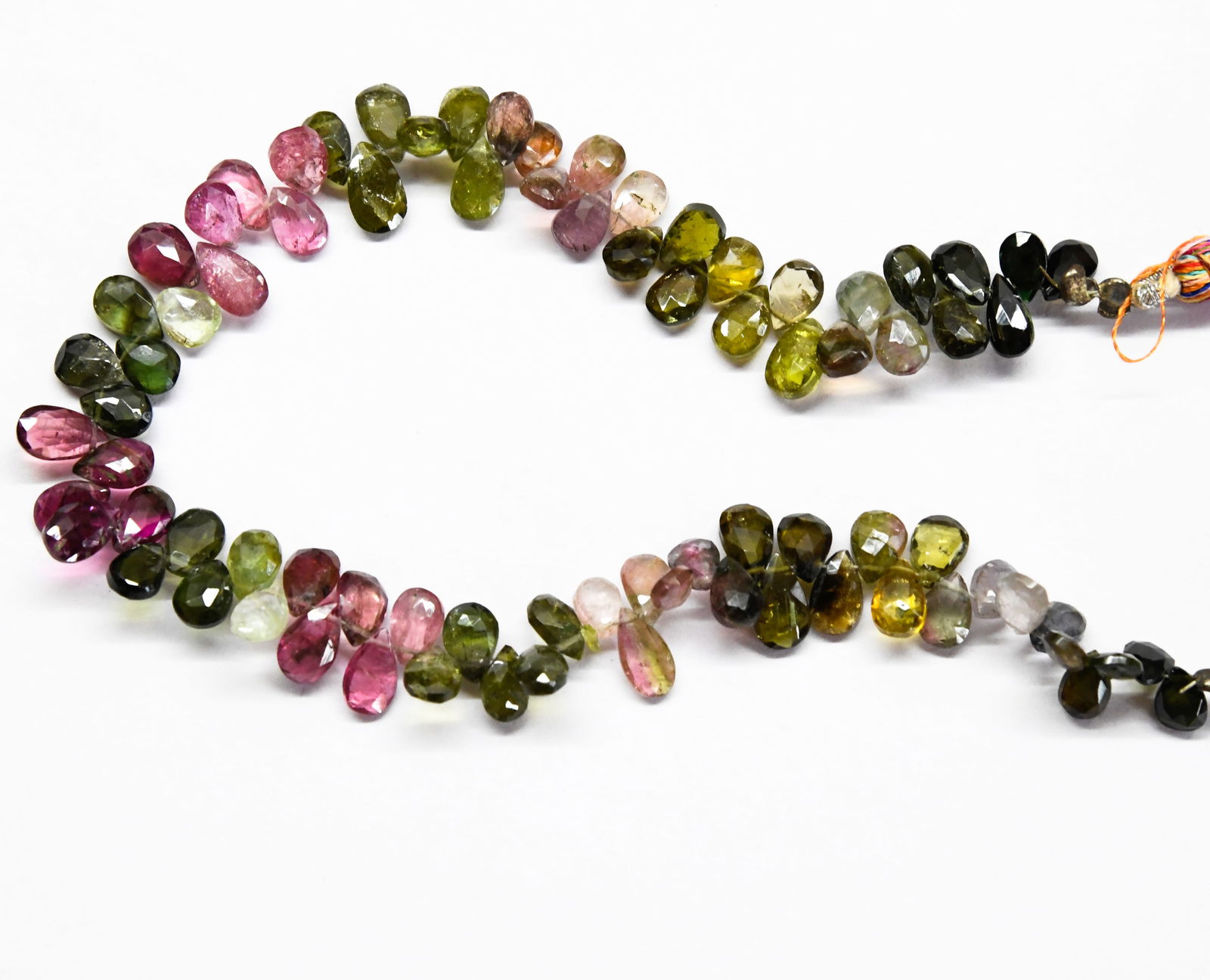 NATURAL MULTI TOURMALINE BEADS FACETED PEAR 5X7 - 5X9 MM, 9" LINE (1 of 2)
