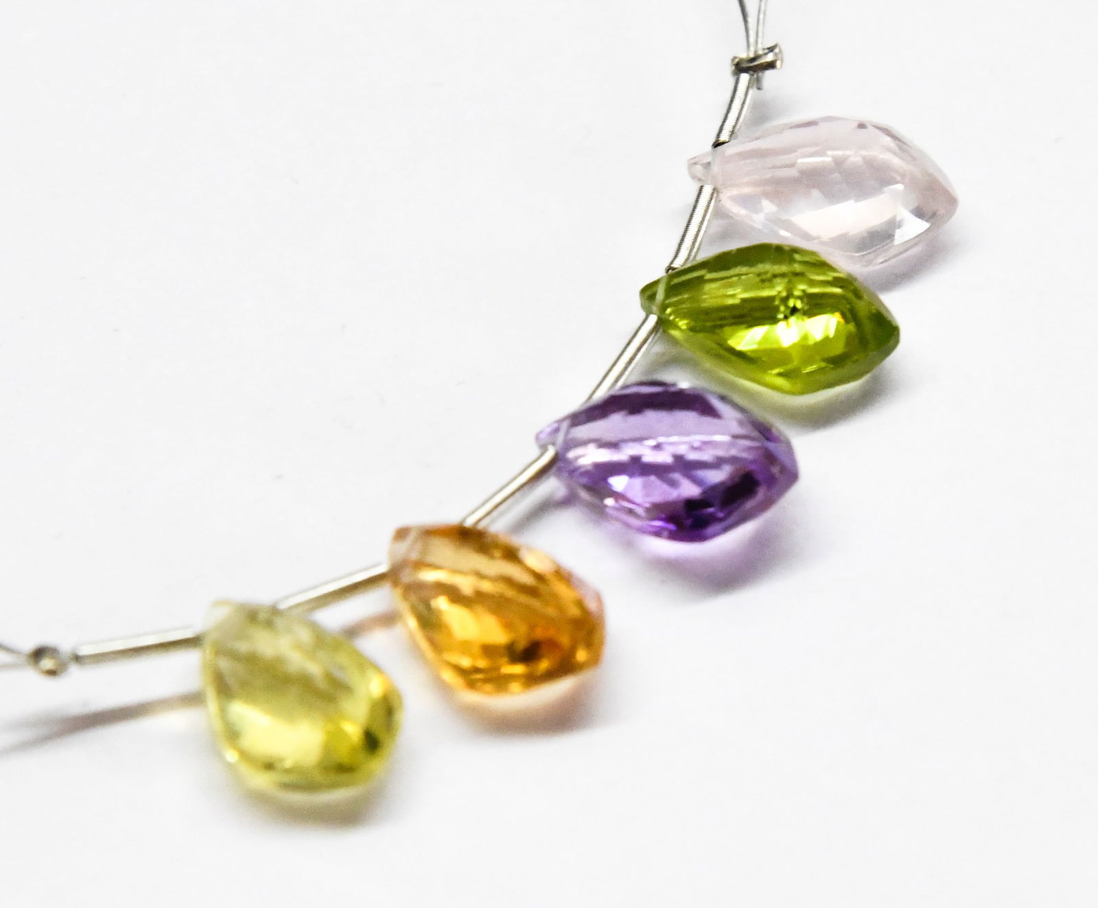 NATURAL MULTI STONE BEADS FACETED FANCY 8X12 MM 5 PCS (1 of 2)