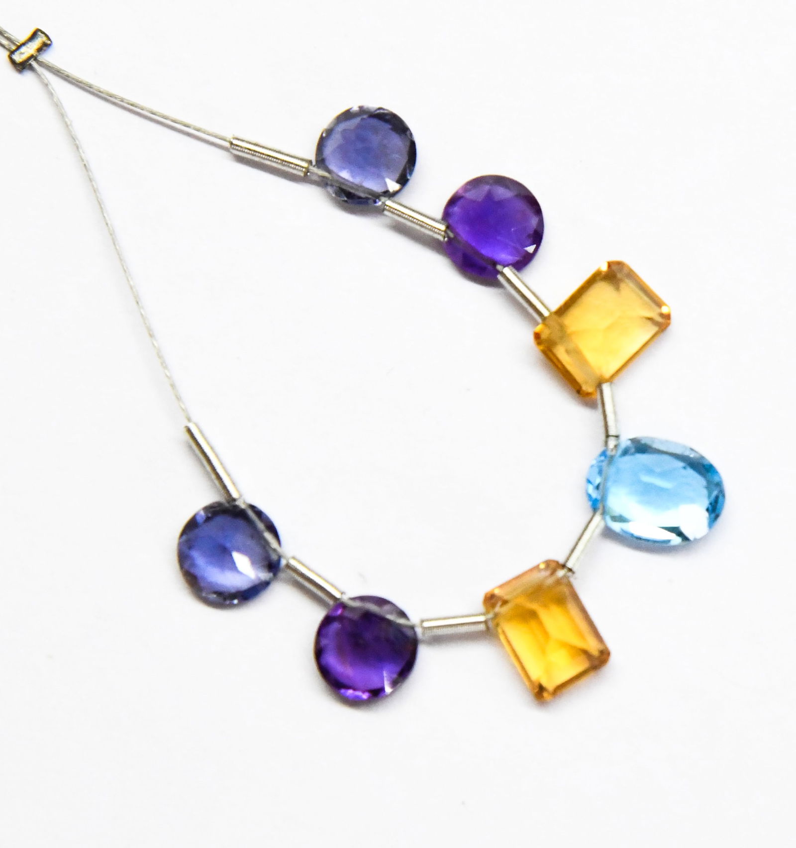 NATURAL MULTI STONE BEADS FACETED MIX SHAPE 7 PCS (1 of 1)