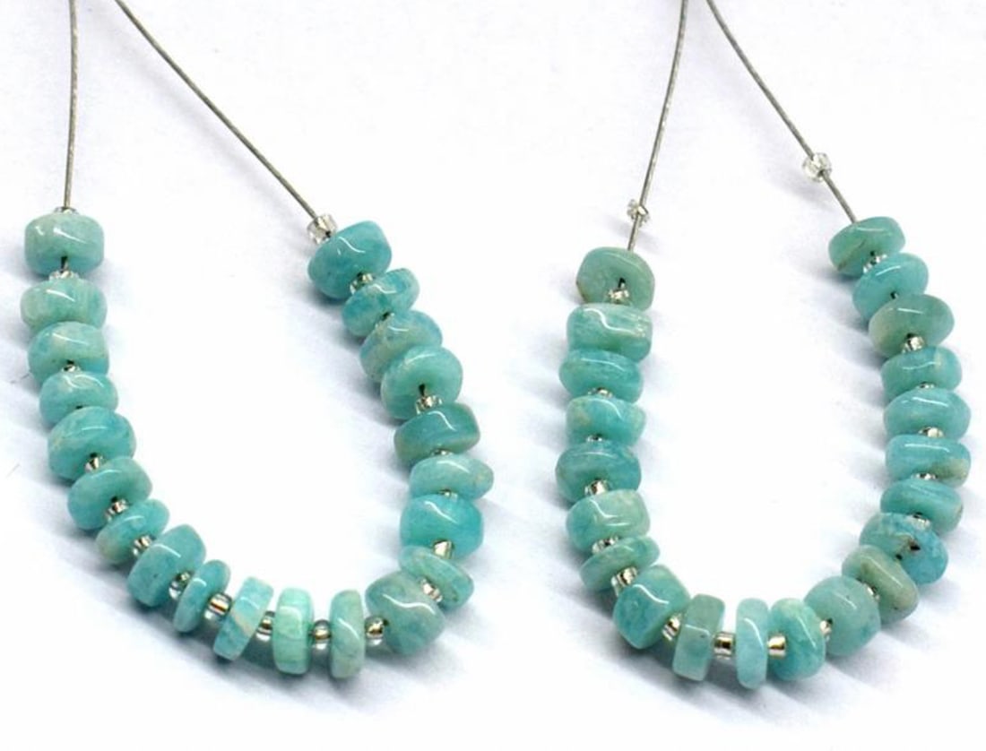 NATURAL AMAZONITE BEADS TYRE 4.5 - 5 MM 42 PCS (2 TASSELS) (1 of 2)