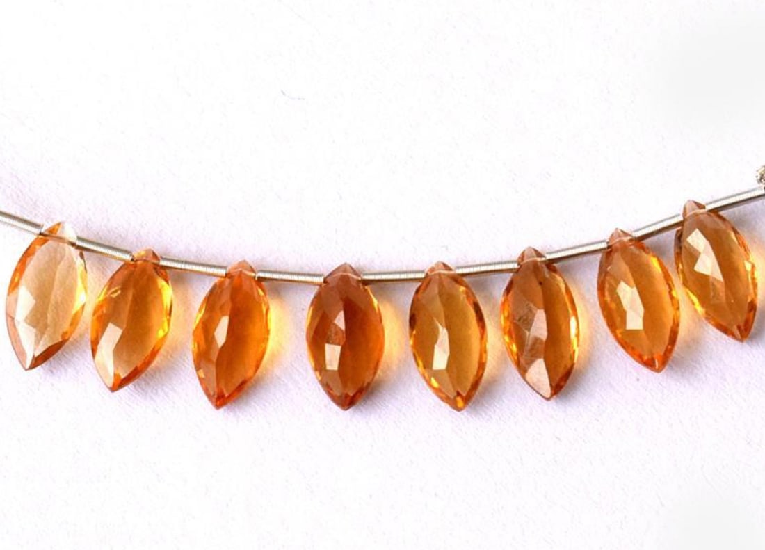 NATURAL CITRINE BEADS FACETED MARQUISE 6X11.5 - 6X12 MM 8 PCS: These are natural, earth mined and hand crafted with precision. Stone: Citrine, Stone Shape: Faceted Marquise, Stone Size: 6x11.5 - 6x12 mm, Width: 3.5 - 4.5 mm, Weight: approx. 12 carats. The photogr