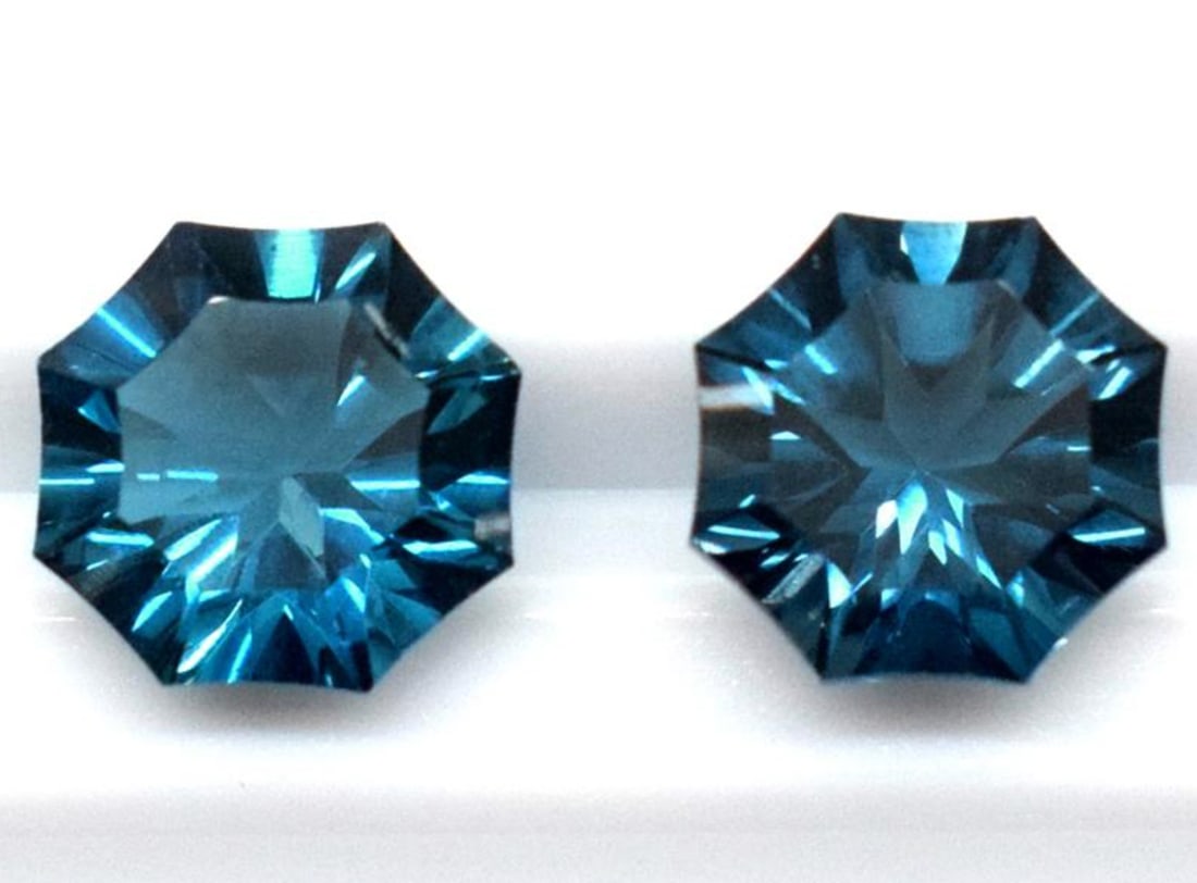NATURAL FLAWLESS LONDON BLUE TOPAZ FACETED CUTSTONE FANCY 9 MM 2 PCS: These are natural, earth mined and hand crafted with precision. Stone: London Blue Topaz, Stone Shape: Cutstone Fancy, Stone Size: 9 mm, Width: 5 - 5.5 mm, Weight: approx. 6 carats. The photographs ar