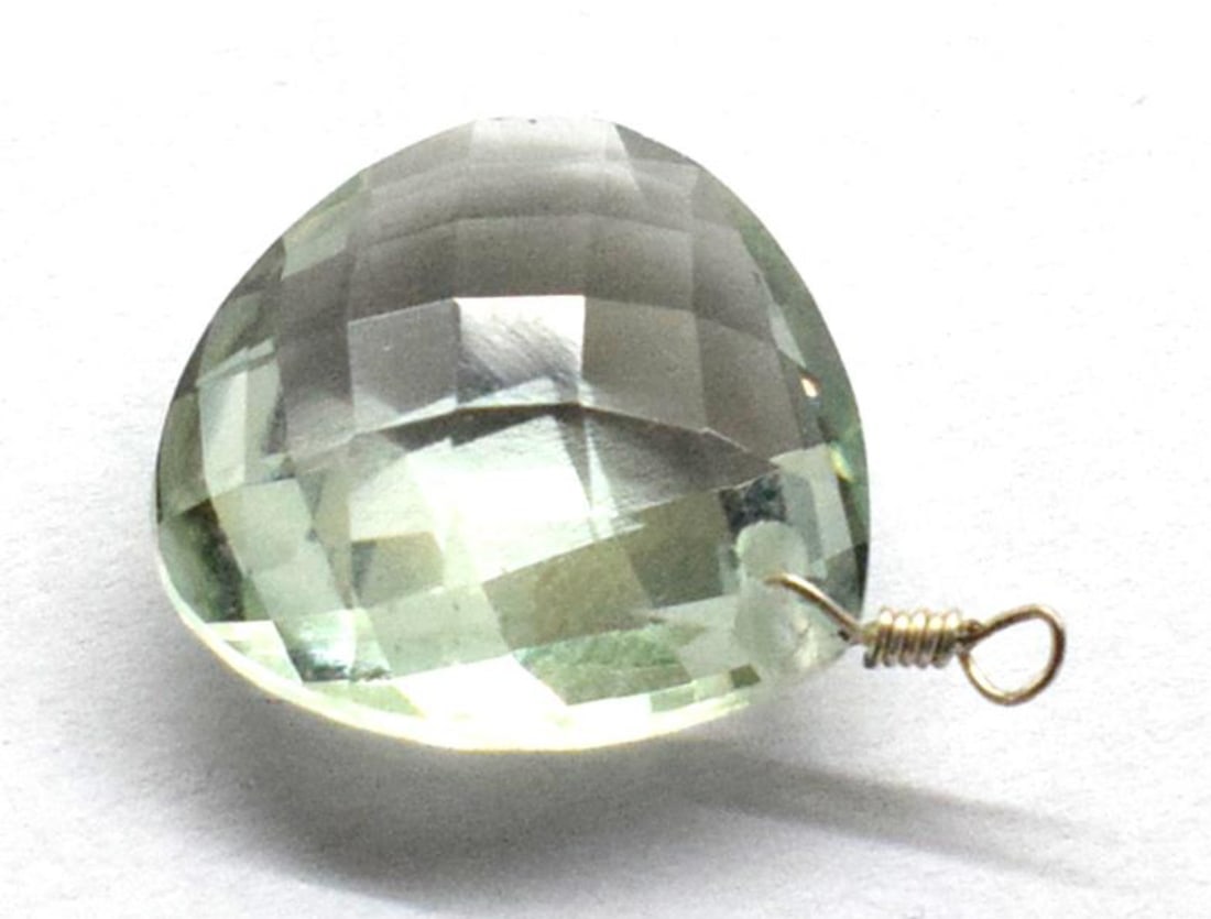 NATURAL GREEN AMETHYST BEADS FACETED HEART 17.5 MM SOLID 925 SILVER 1 PC: These are natural, earth mined and hand crafted with precision. Stone: Green Amethyst, Stone Shape: Faceted Heart, Stone Size: 17.5 mm, Width: 7 - 8 mm, Weight: approx. 12.63 carats. The photographs a