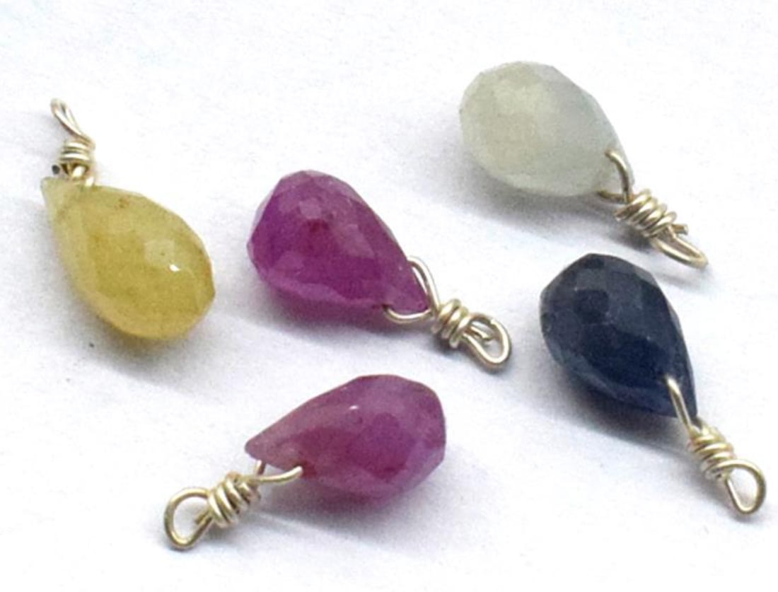 SAPPHIRE BEADS FACETED BRIOLETTE 4.5x6 - 4.5x8 MM SOLID 925 SILVER 5 PCS (1 of 2)