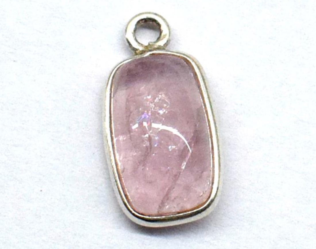 NATURAL MORGANITE RECTANGLE 8X13 MM SOLID 925 STERLING SILVER 1 PC (1 of 2)