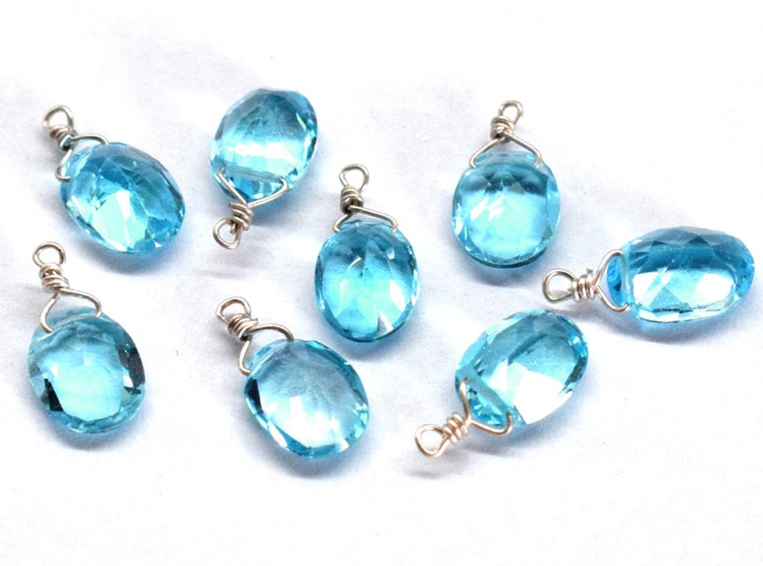 NATURAL SWISS BLUE TOPAZ FACETED OVAL 5X7 - 6X8 MM SOLID 925 SILVER 8 PCS: These are natural, earth mined and hand crafted with precision. Stone: Swiss Blue Topaz, Stone Shape: Faceted Oval, Stone Size: 5.5x7.5 - 6x8 mm, Width: 3 - 4 mm, Weight: approx. 12 carats. The photog