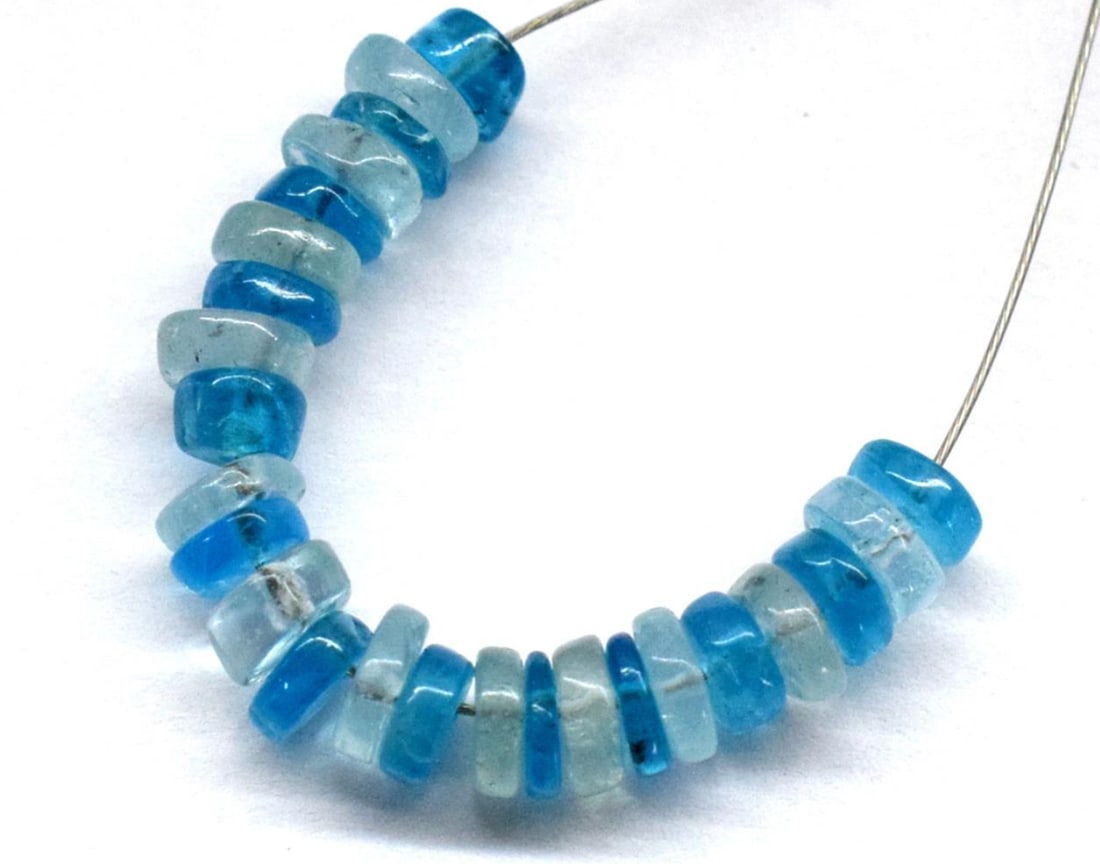 NATURAL AQUAMARINE & APATITE BEADS 4 - 5 MM 33 PCS (4 TASSELS) (1 of 2)