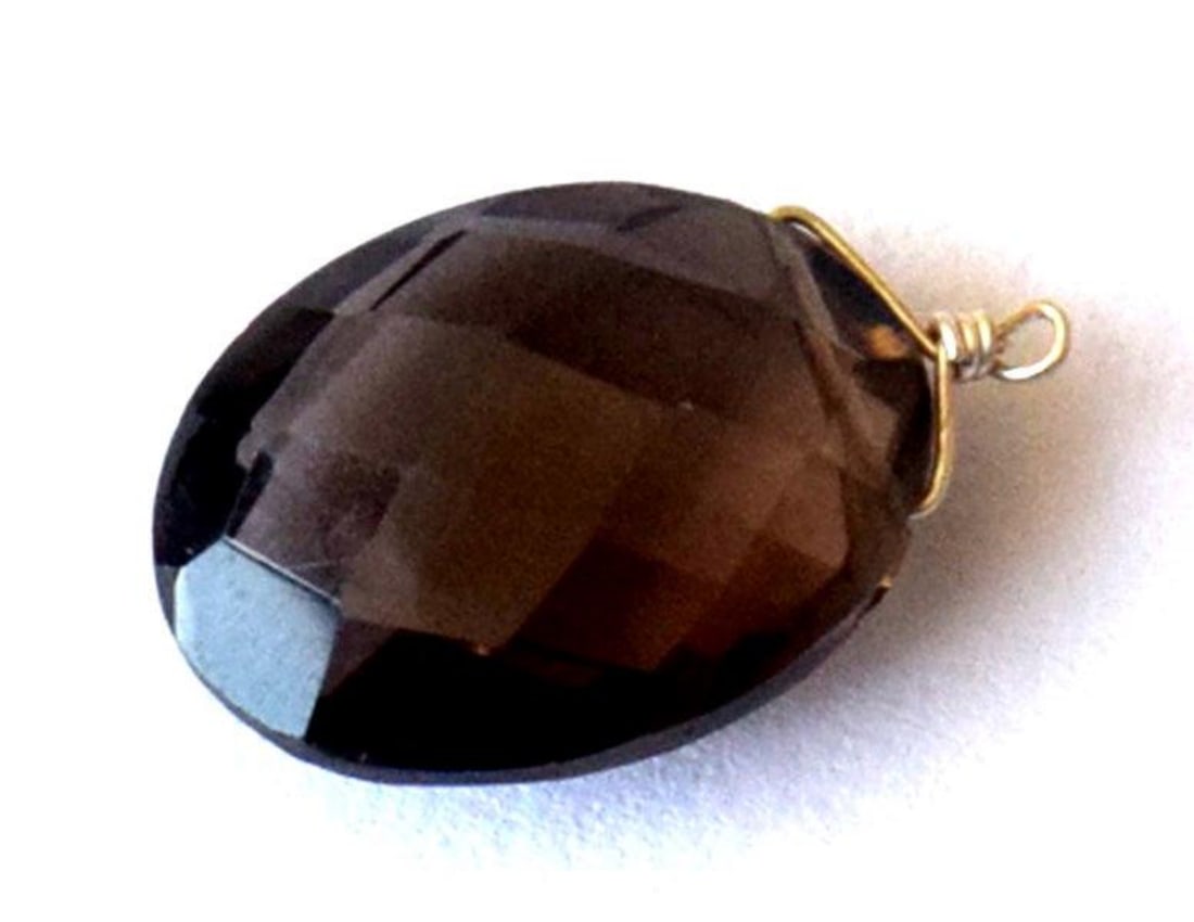 NATURAL SMOKY QUARTZ BEAD FACETED OVAL 12X16 MM SOLID 925 SILVER 1 PC: These are natural, earth mined and hand crafted with precision. Stone: Smoky Quartz, Stone Shape: Faceted Oval, Stone Size: 12x16 mm, Width: 6.5 mm, Weight: approx. 9 carats. The photographs are enlar