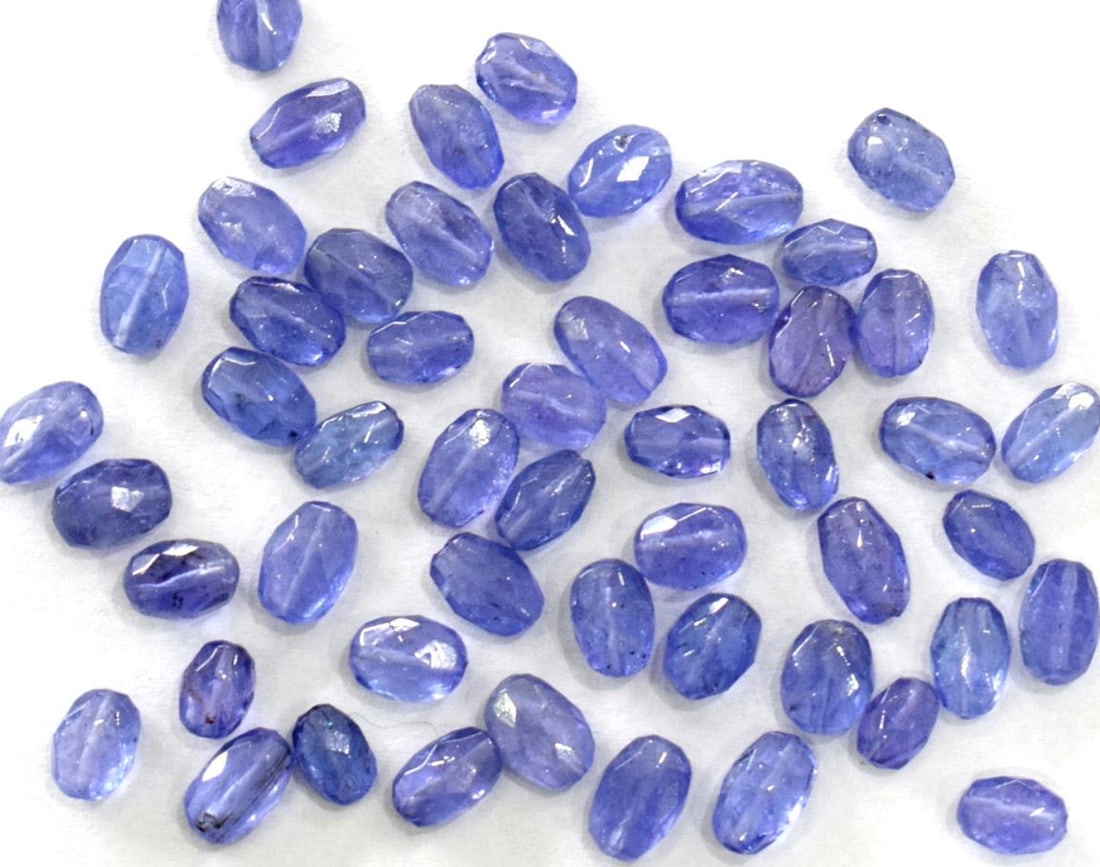 (50 PIECES) NATURAL TANZANITE BEADS FACETED OVAL 3.5X5 - 5X7 MM (1 of 2)