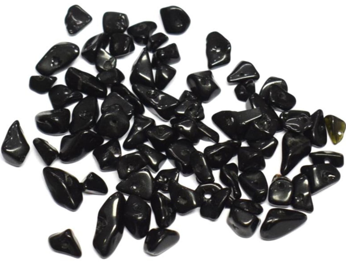 (73 PIECES) NATURAL BLACK STONE BEADS CHIPS 3X3.5 - 4X10 MM (1 of 1)
