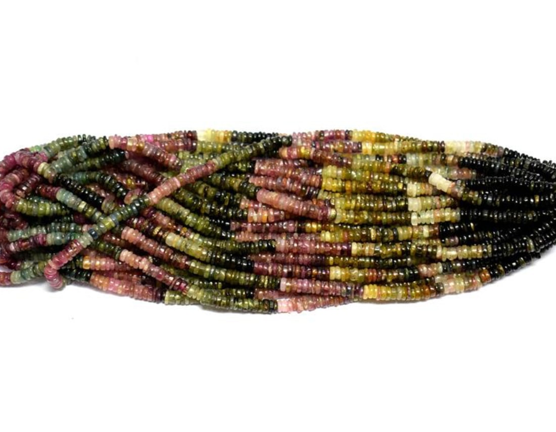16" STRAND NATURAL MULTI TOURMALINE BEADS TYRE 4.5 - 5 MM 1 LINE (1 of 2)