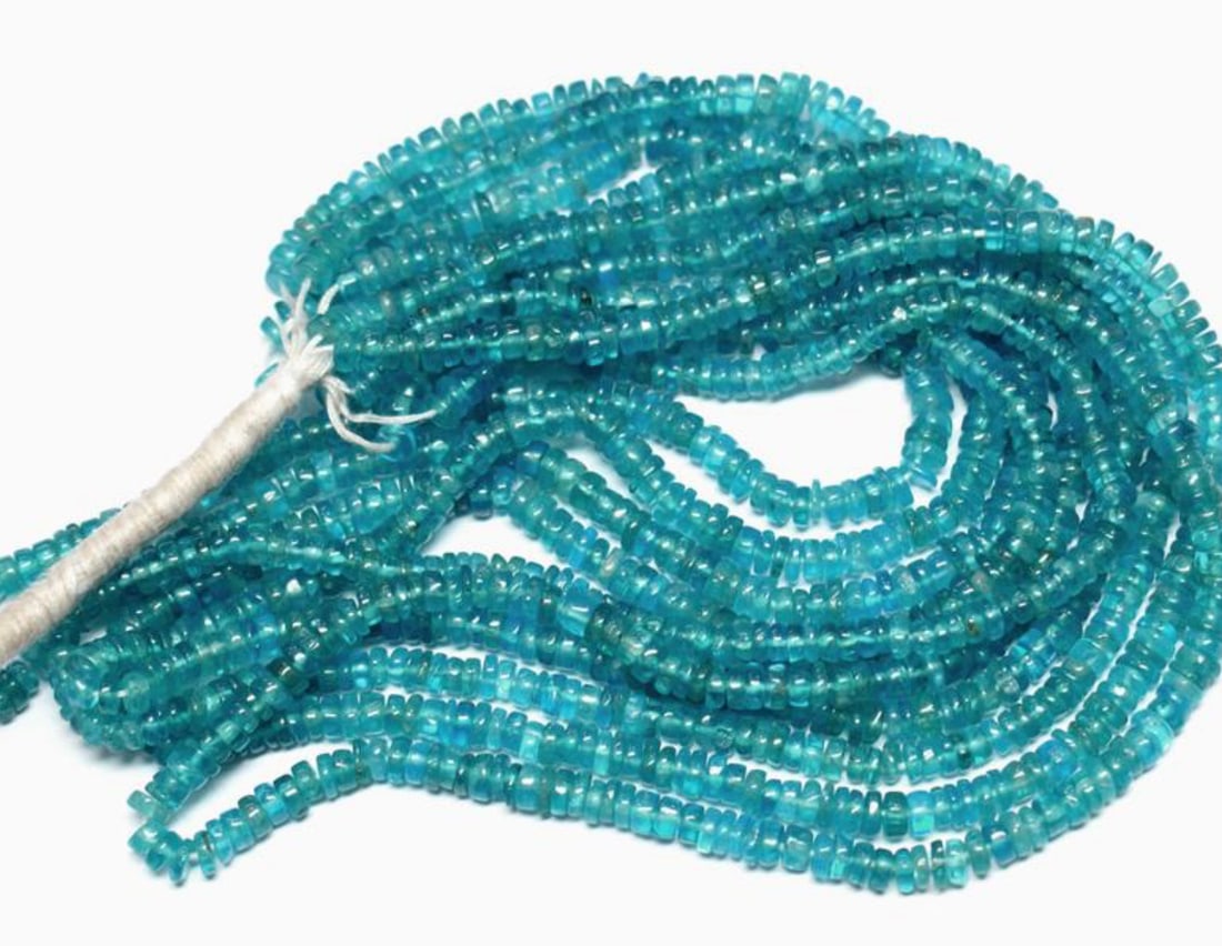 16" STRAND NATURAL NEON APATITE BEADS TYRE 3.5 - 4 MM 1 LINE (1 of 2)