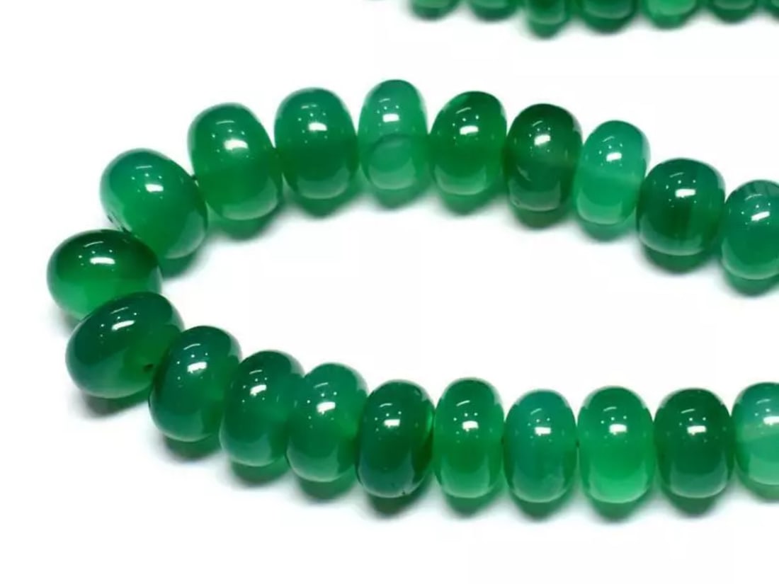 17.5" STRAND NATURAL GREEN ONYX BEADS RONDELLE 5.5 - 11.5 MM 1 LINE (1 of 2)