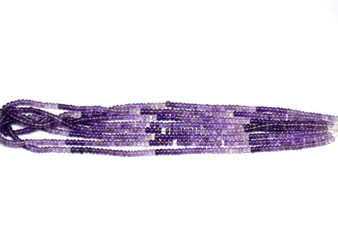 14.5" STRAND NATURAL AMETHYST BEADS RONDELLE 3 - 3.5 MM 1 LINE (1 of 2)