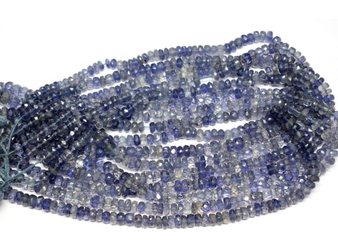 13.5" STRAND NATURAL IOLITE BEADS FACETED RONDELLE 5.5 - 6 MM 1 LINE (1 of 2)