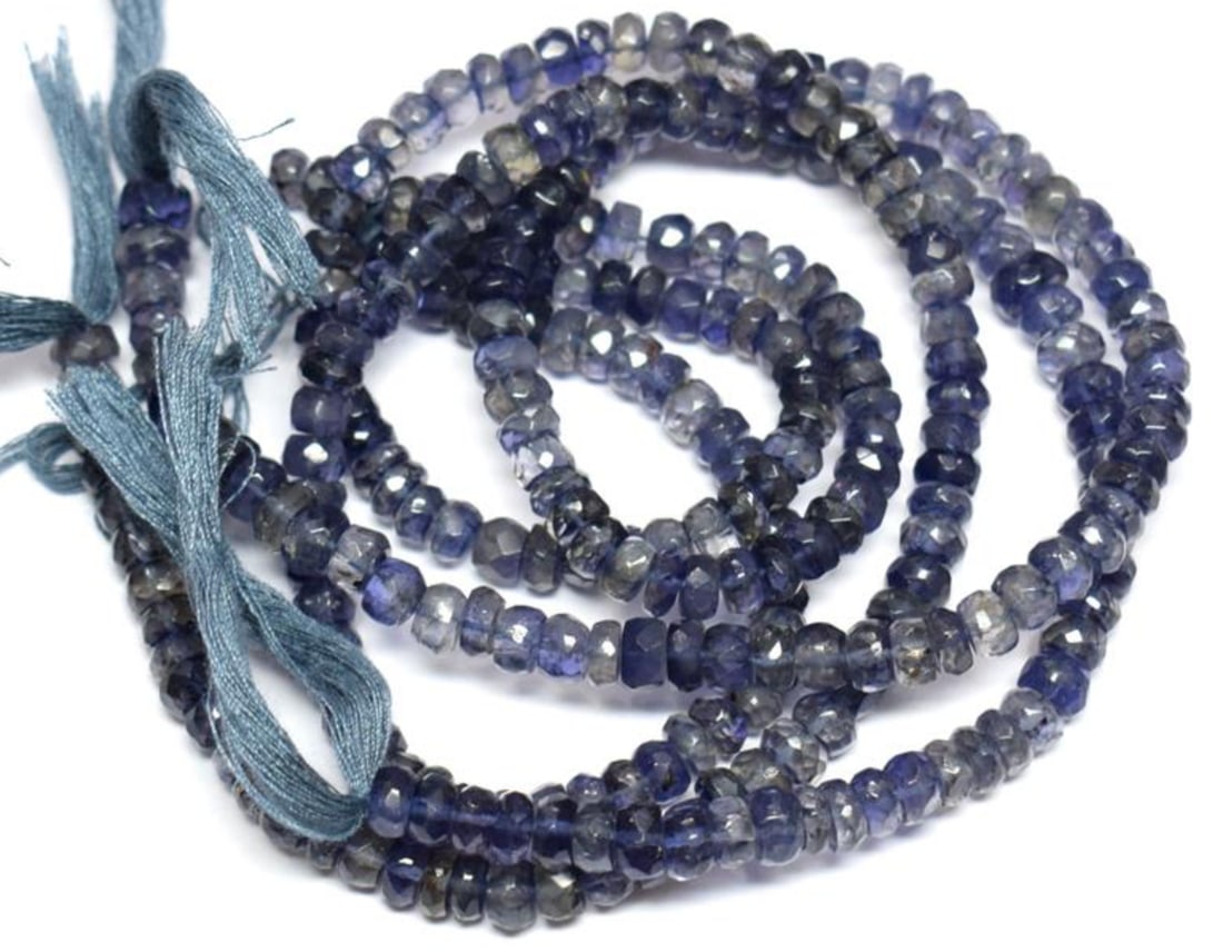 13.5" STRAND NATURAL IOLITE BEADS FACETED RONDELLE 5.5 - 6.5 MM 1 LINE (1 of 2)