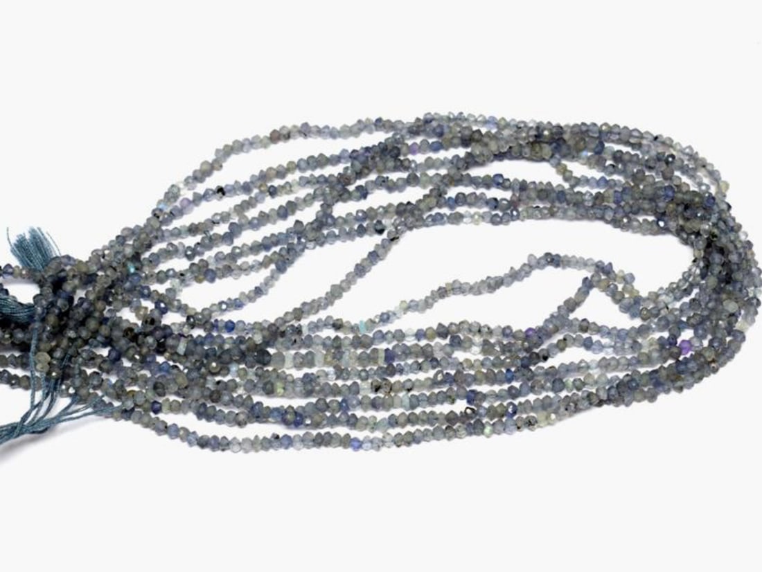 13" STRAND NATURAL IOLITE BEADS FACETED RONDELLE 2.5 - 3 MM 1 LINE (1 of 2)