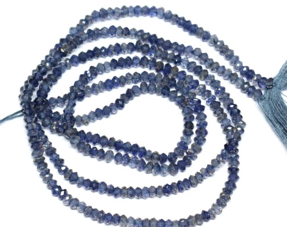 13.5" STRAND NATURAL IOLITE BEADS FACETED RONDELLE 3.5 MM 1 LINE (1 of 2)