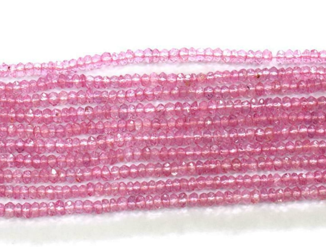 12.5" STRAND PINK TOPAZ (COATED) BEADS FACETED RONDELLE 3.5 MM (1 of 2)