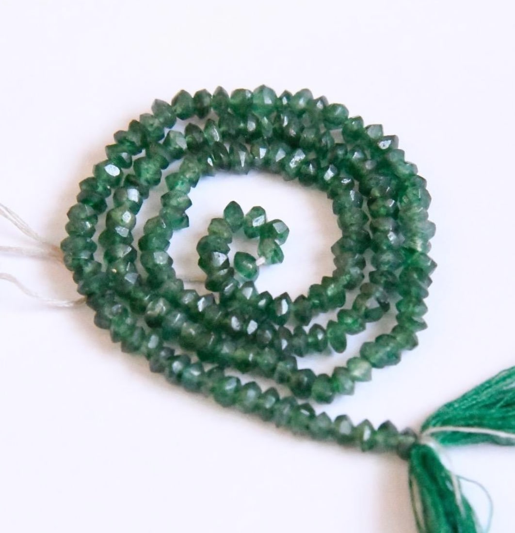 NATURAL GREEN AVENTURINE BEADS FACETED RONDELLE 3.5 MM, 13'' STRAND (1 of 2)